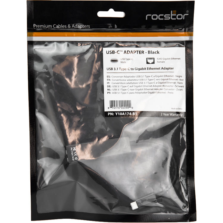 Rocstor USB-C to Gigabit Ethernet adapter for 10/100/1000 wired network access — view 4