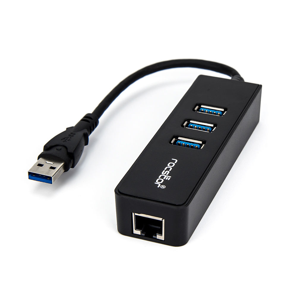 PREMIUM 3 PORT PORTABLE USB 3.0 HUB WITH GIGABIT ETHERNET 10/100/1000 - BUILT-IN — view 2