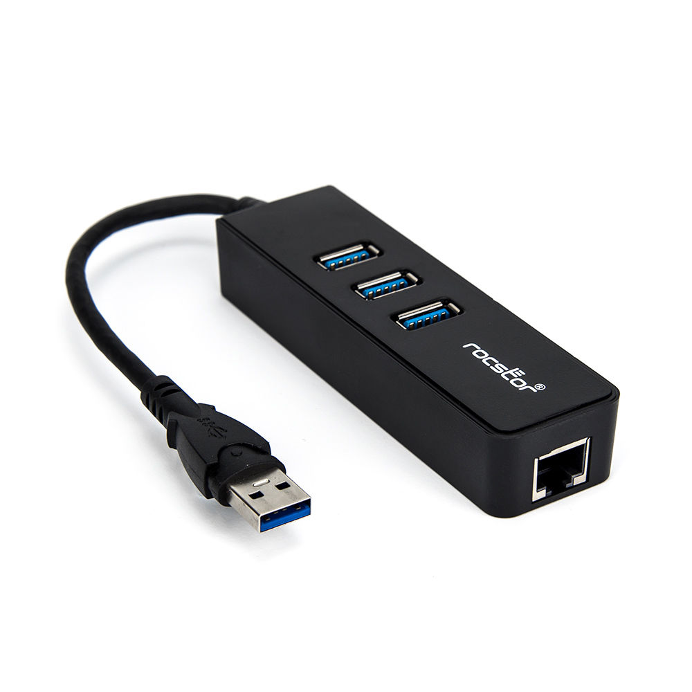 PREMIUM 3 PORT PORTABLE USB 3.0 HUB WITH GIGABIT ETHERNET 10/100/1000 - BUILT-IN — view 3