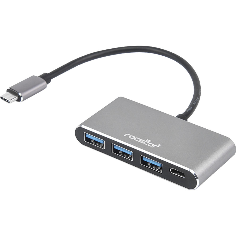 PREMIUM SLIM 4-PORT HUB USB-C TO 3X USB-A 1X USB-C PORTABLE ADAPTER - 5GBPS - BU — view 3