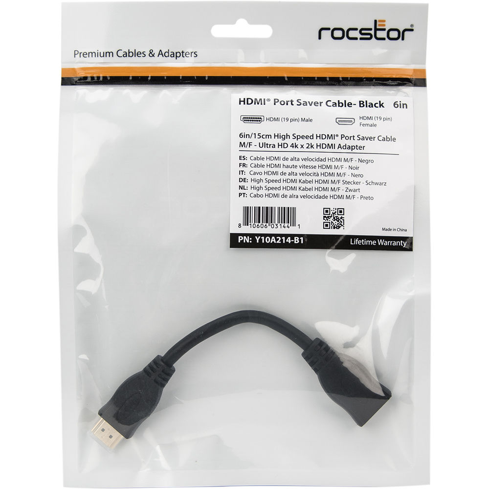 PREMIUM 6IN HIGH SPEED HDMI PORT SAVER CABLE M/F - ULTRA HD 4K X 2K HDMI CABLE - — view 5