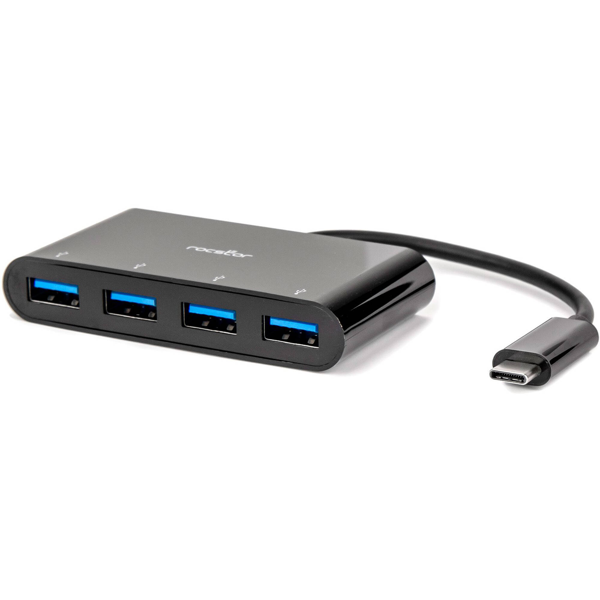 ROCSTOR PREMIUM SLIM PORTABLE 4 PORT HUB - USB-C TO 4X USB-A SLIM HUB - USB 3.0 — view 3