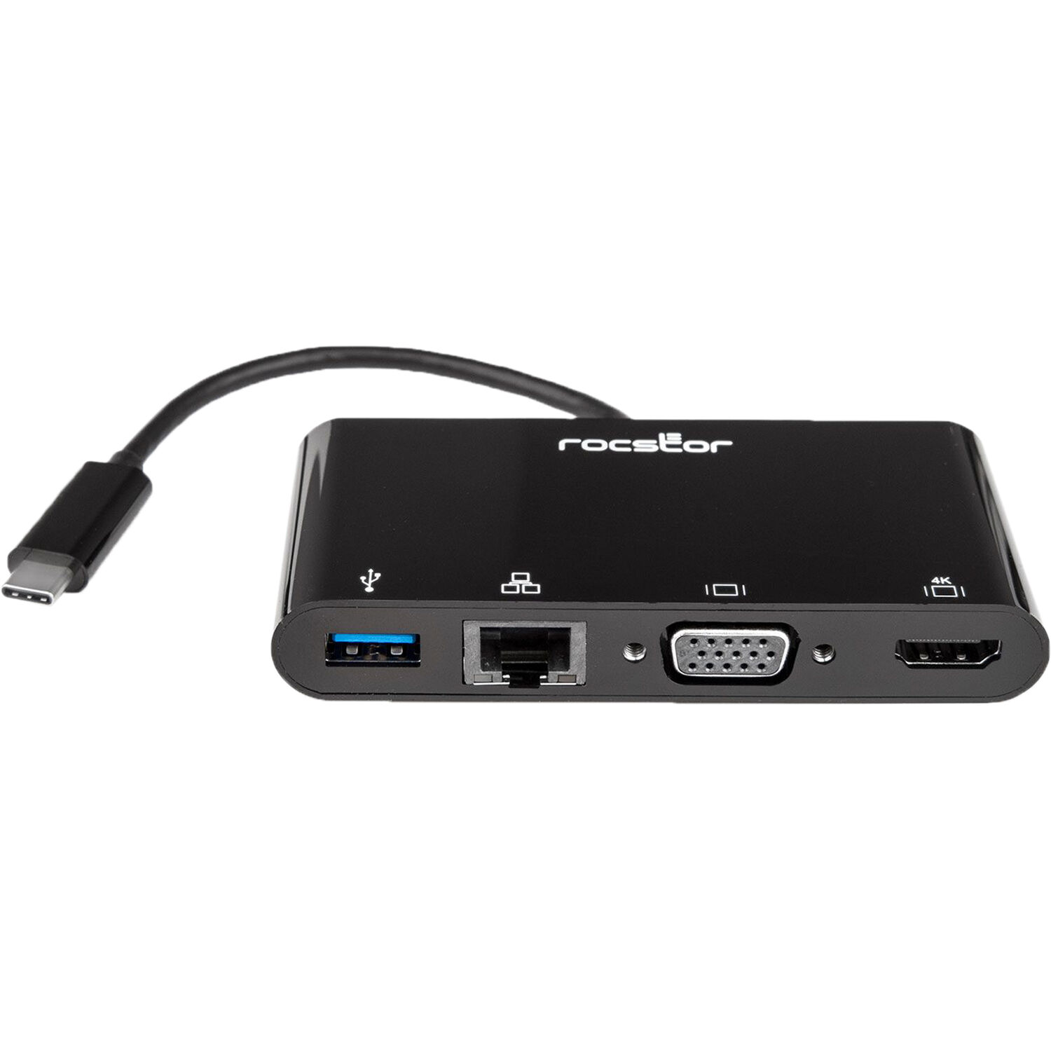 ROCSTOR PREMIUM USB-C MULTIPORT ADAPTER USB-C TO HDMI 4K VGA GBE USB 3.0 COMPACT — view 2