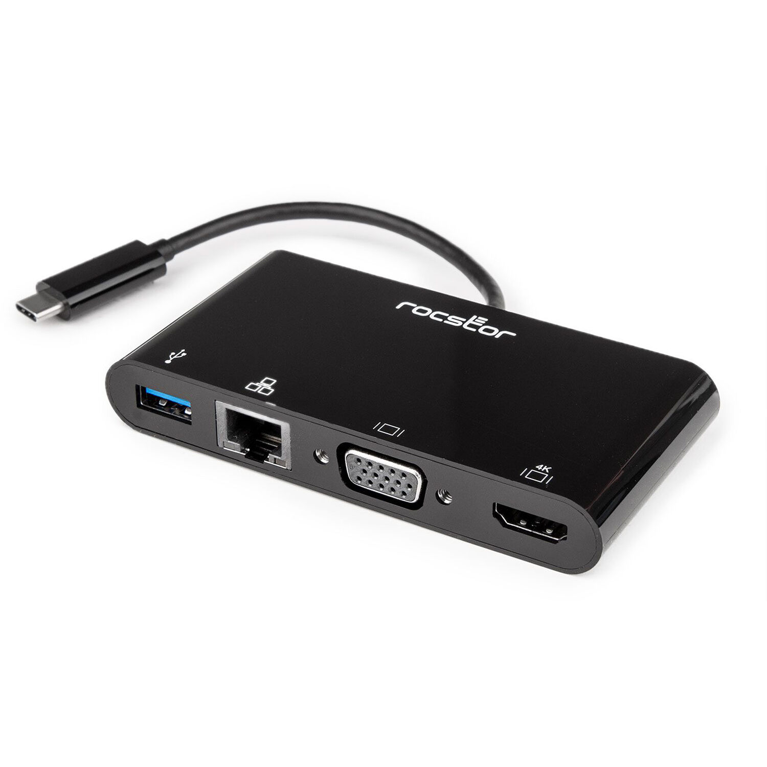 ROCSTOR PREMIUM USB-C MULTIPORT ADAPTER USB-C TO HDMI 4K VGA GBE USB 3.0 COMPACT — view 3