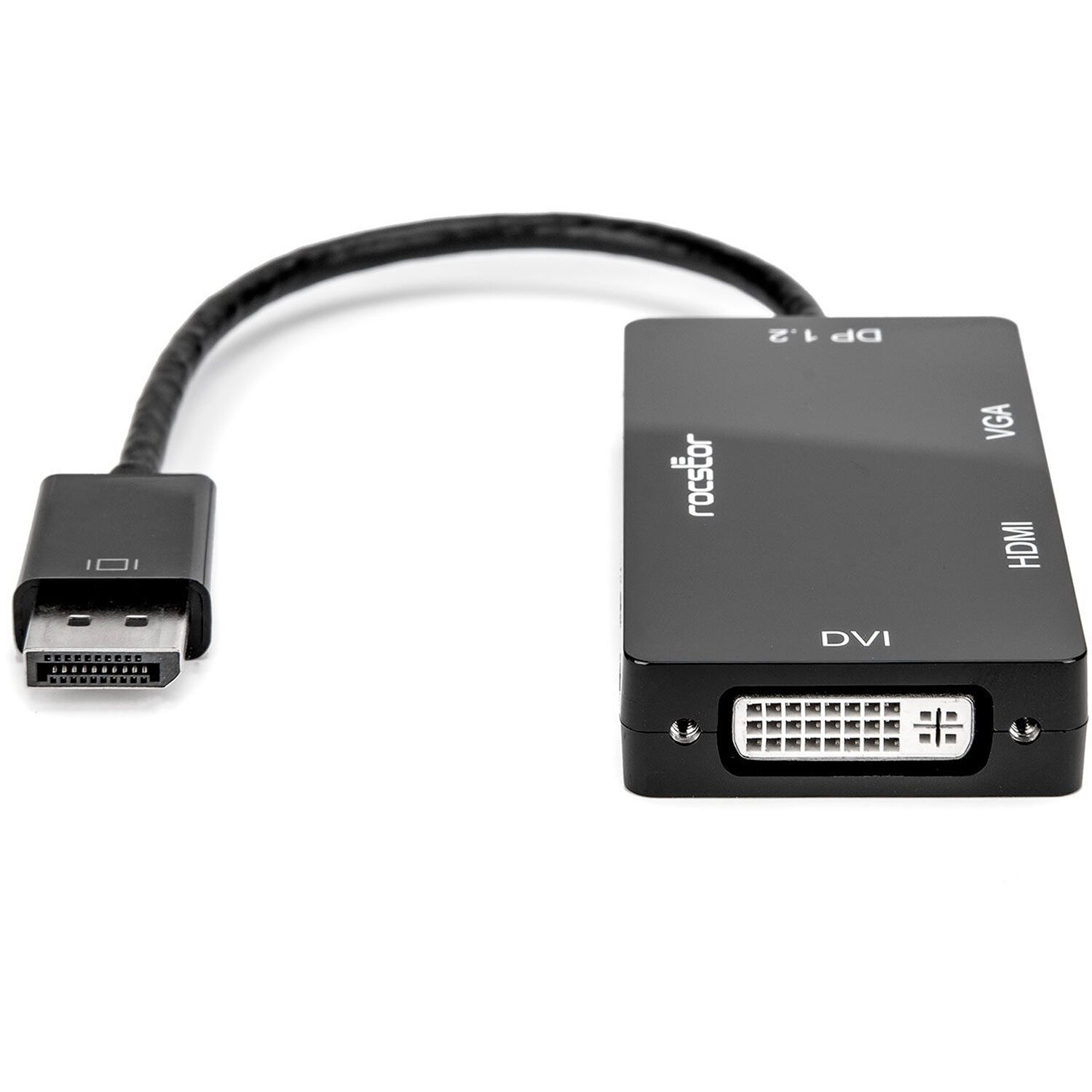 Rocstor 3-in-1 DisplayPort adapter for HDMI, VGA, or DVI displays with 4Kx2K support — view 2