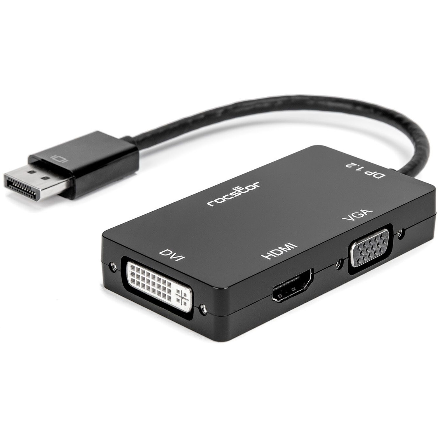 Rocstor 3-in-1 DisplayPort adapter for HDMI, VGA, or DVI displays with 4Kx2K support — view 3