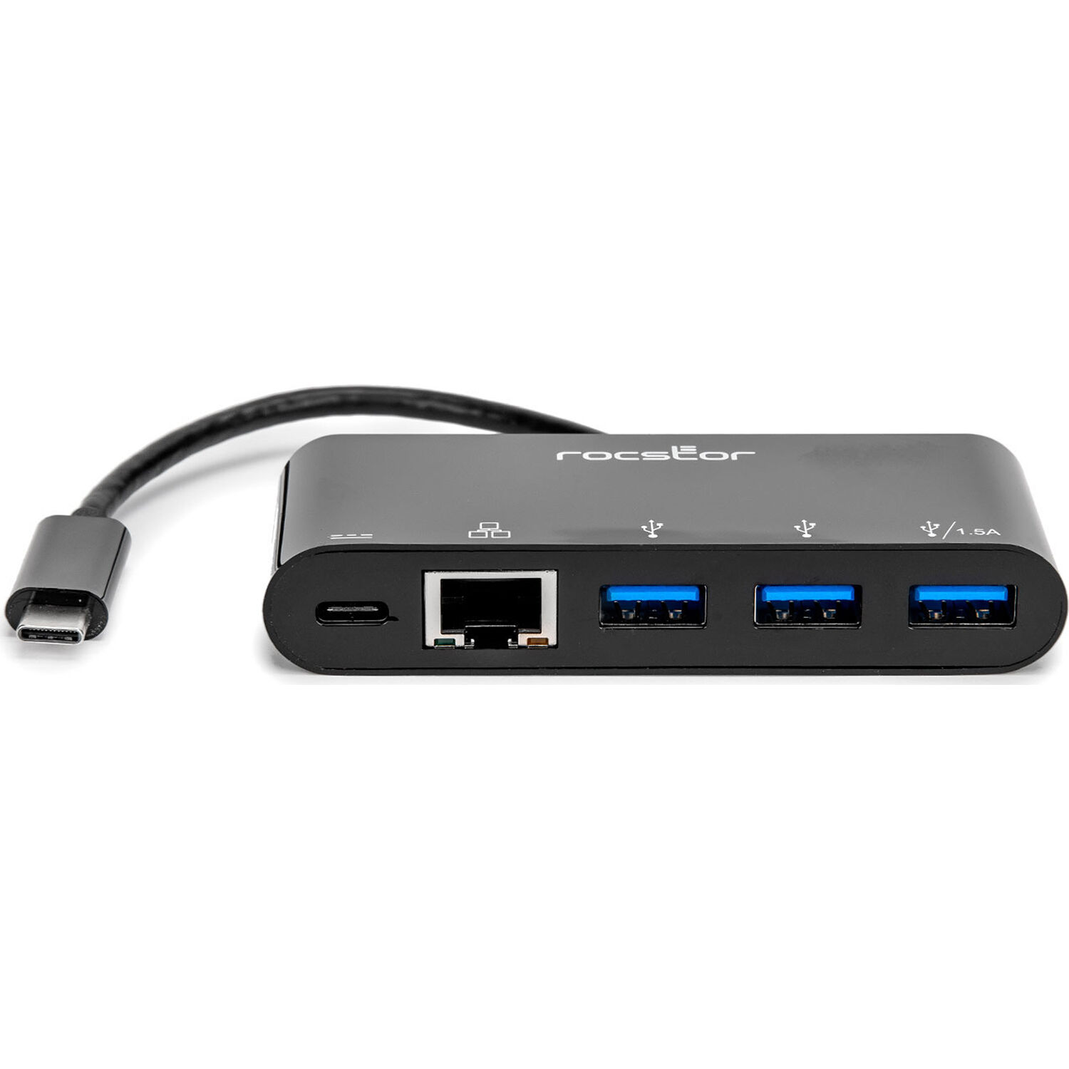 ROCSTOR PREMIUM USB-C TO ETHERNET ADAPTER WITH 3-PORT USB 3.0 HUB AND POWER DELI — view 2