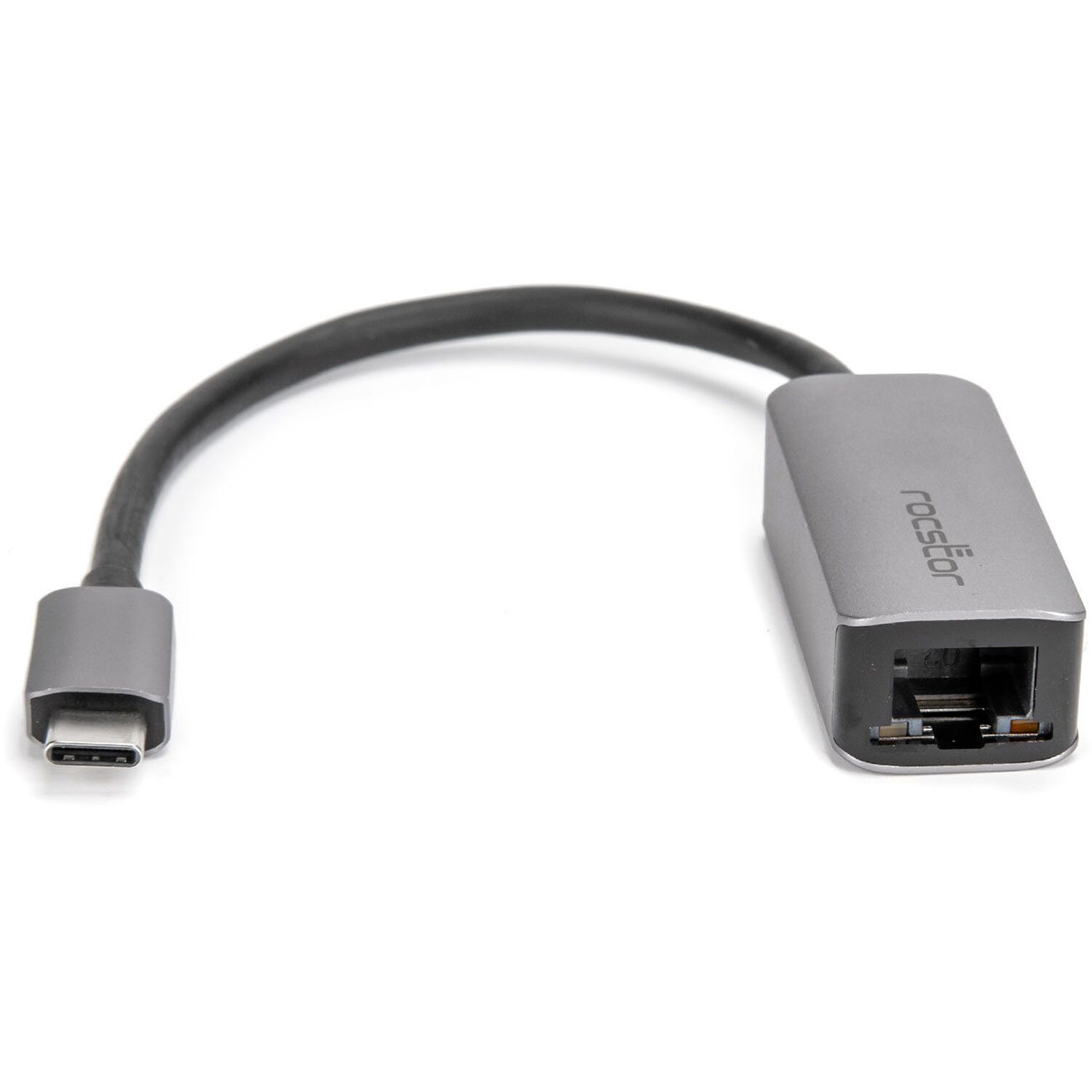 Rocstor premium USB-C to Gigabit Ethernet adapter in black — view 2