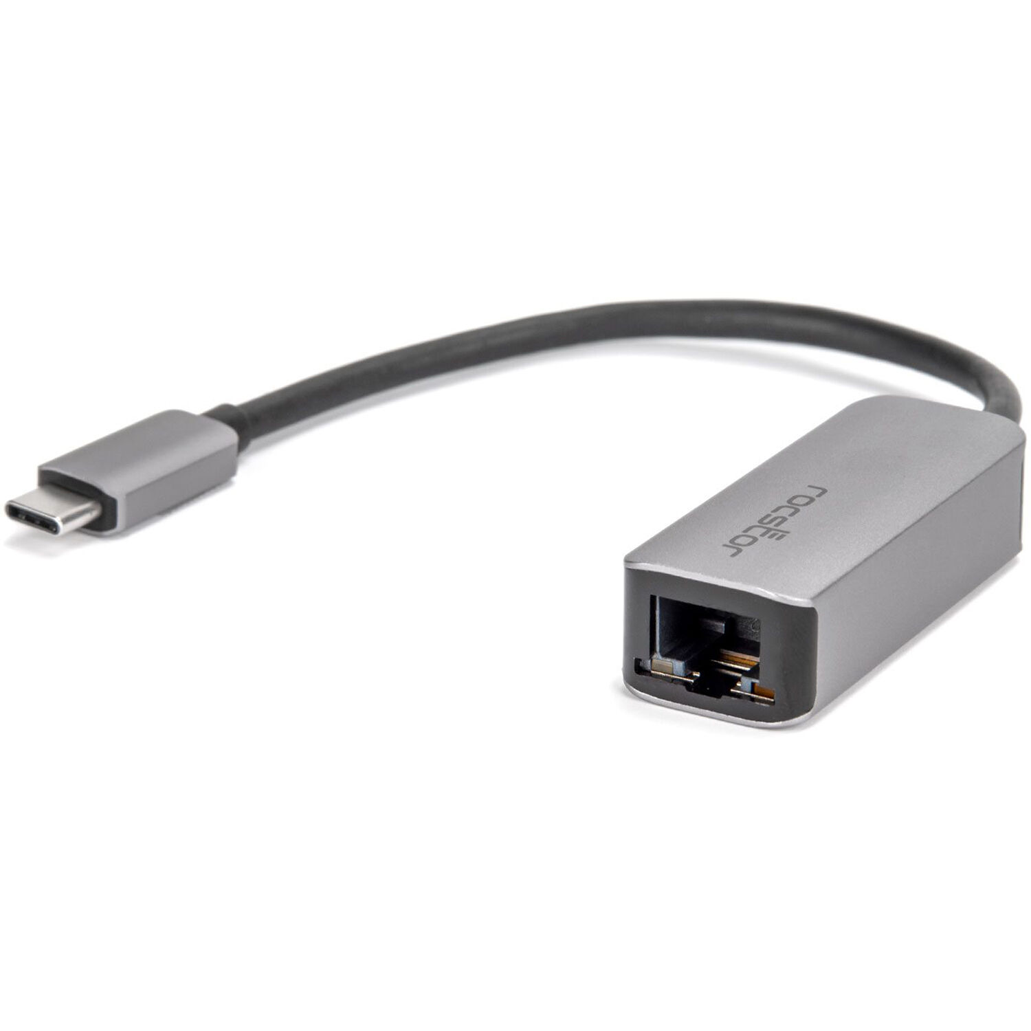 Rocstor premium USB-C to Gigabit Ethernet adapter in black — view 3