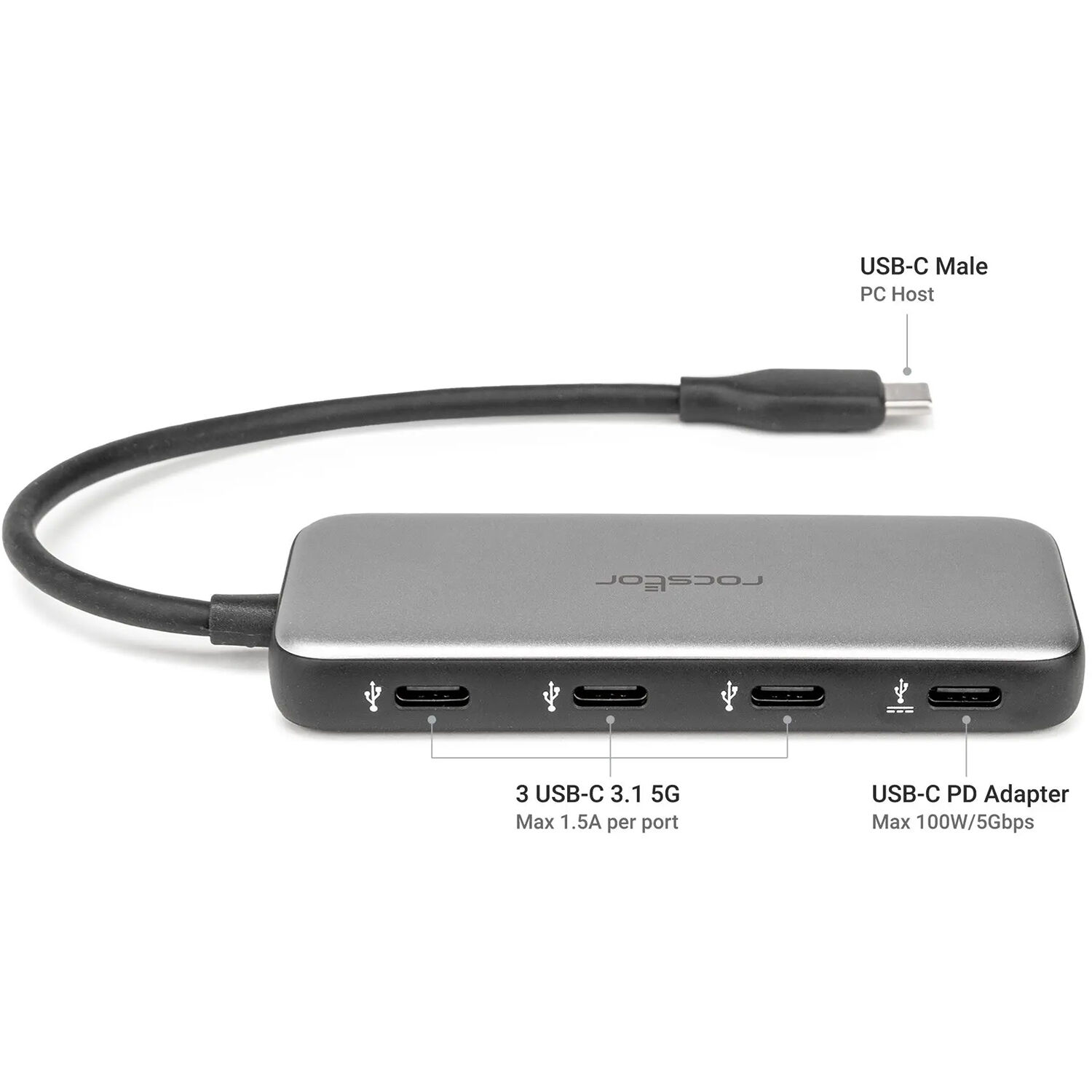 PREMIUM USB-C HUB WITH 100W PD - USB-C TO QUAD USB-C 3.1 5GBPS PORTS - 3X USB-C — view 6