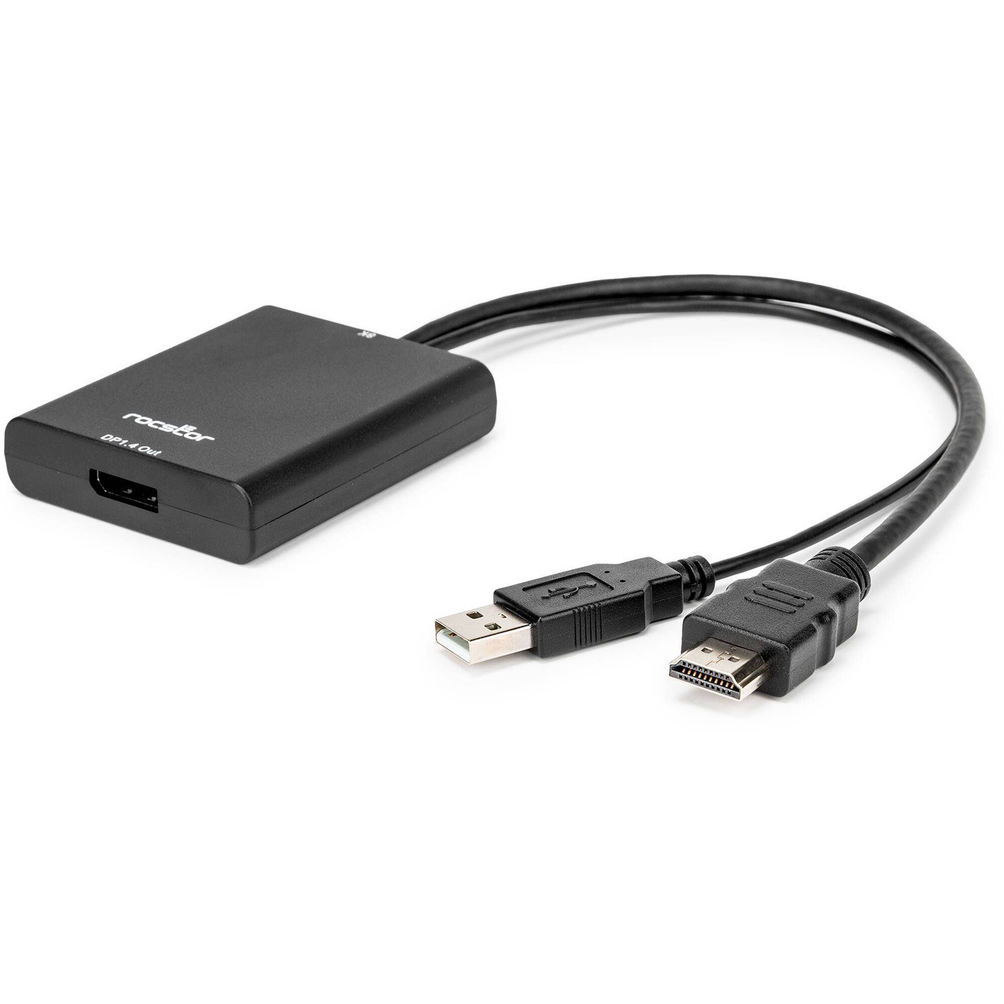 Rocstor HDMI to DisplayPort 8K adapter with USB Type-A cable for active video conversion — view 4