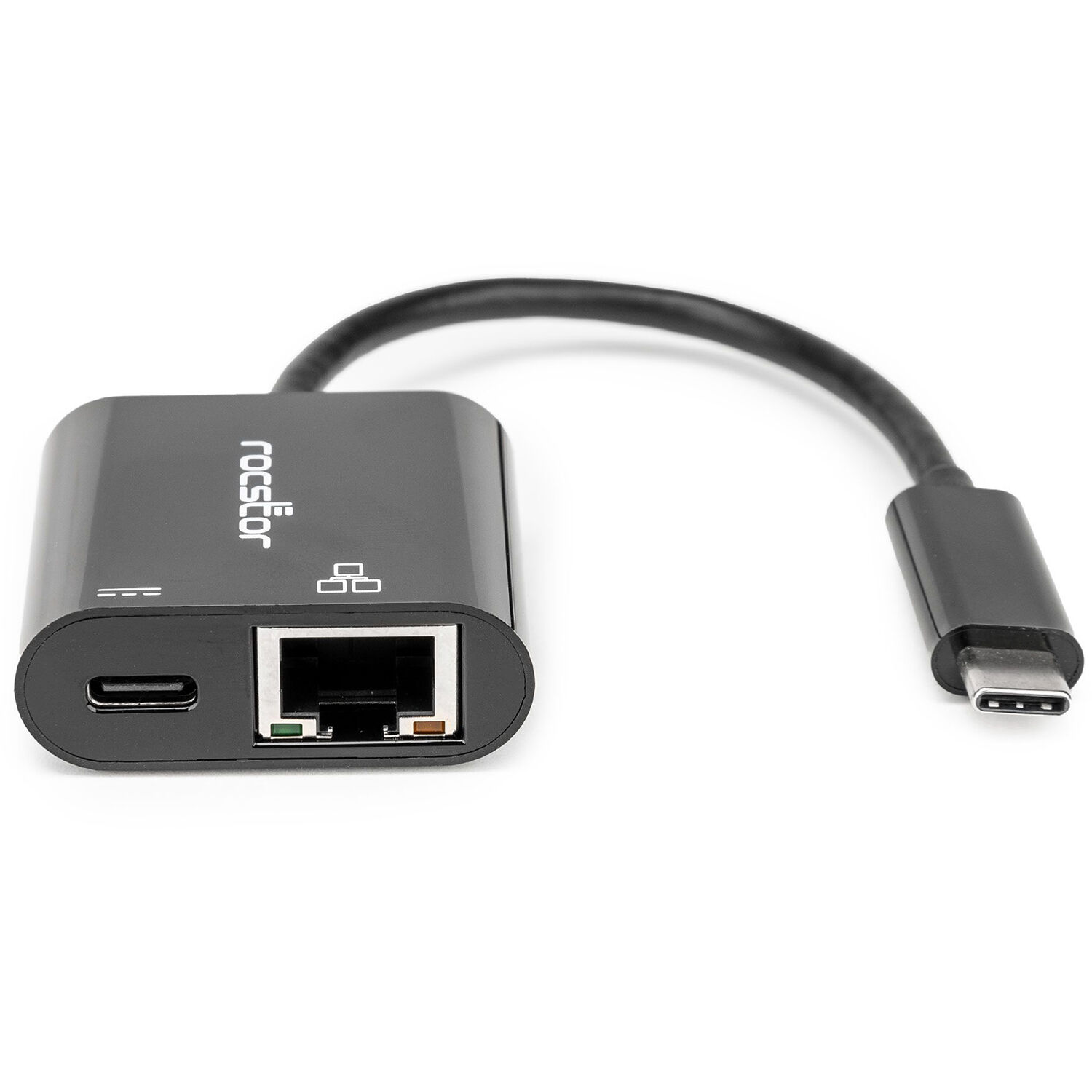 Rocstor USB-C to Gigabit Ethernet adapter with 100W USB-C Power Delivery passthrough — view 2