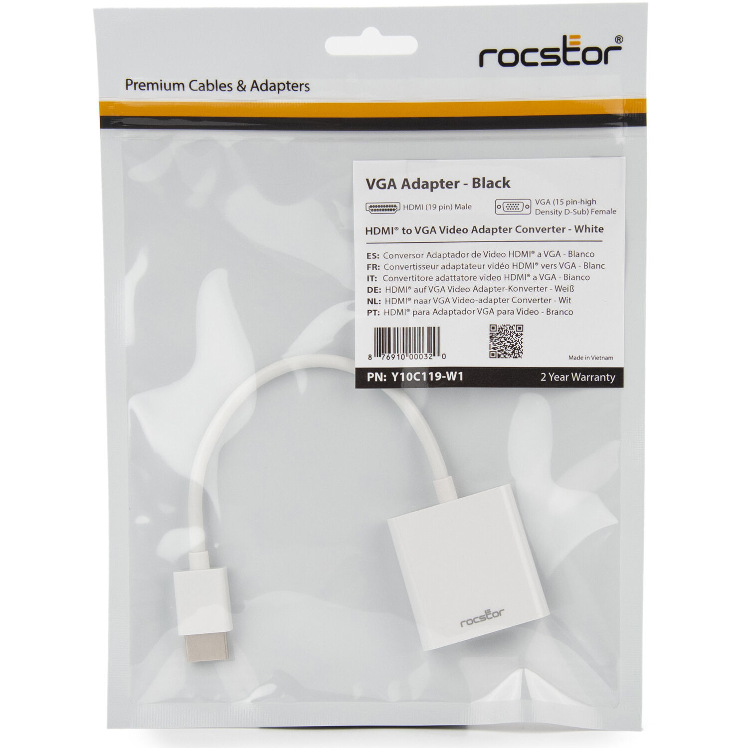 Rocstor premium HDMI to VGA adapter converter male to female 6 inch black — view 5