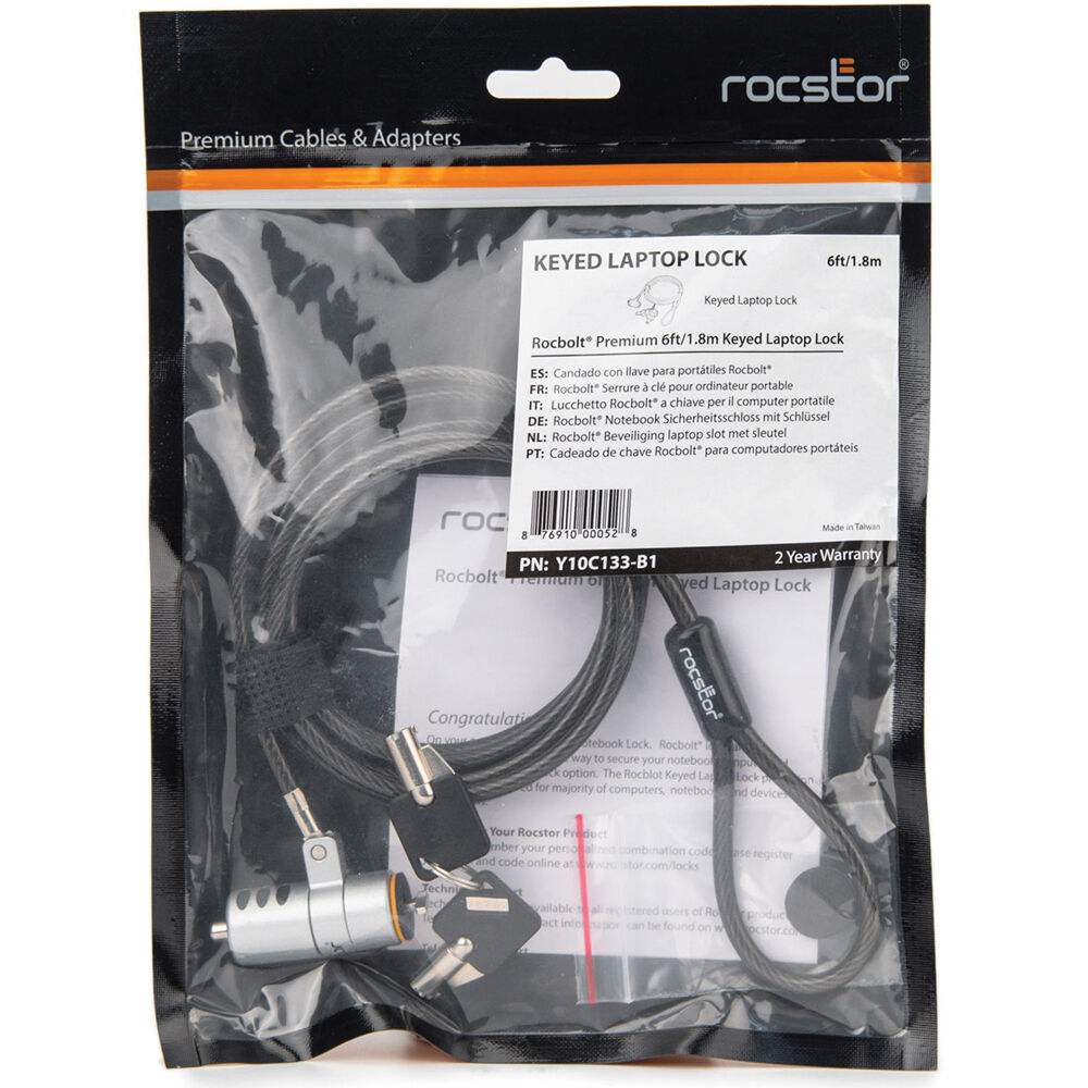Rocbolt Y10C133-B1 keyed security cable lock with 2 keys and 6 ft cable — view 6