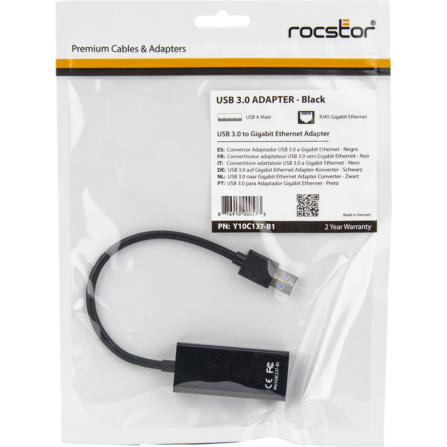 Rocstor Y10C137-B1 USB 3.0 to Gigabit Ethernet adapter with RJ45 port — view 5