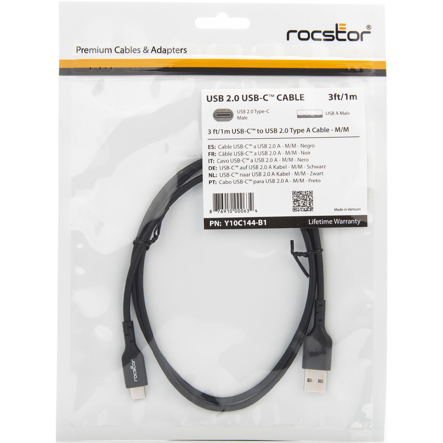 Rocstor premium USB-C to USB-A cable, 3 ft, USB 2.0, male-to-male — view 6