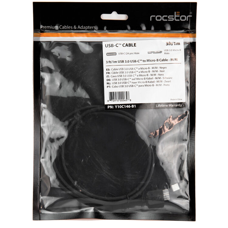 Rocstor 3 ft USB-C to Micro-B USB 3.0 cable for external hard drives — view 6