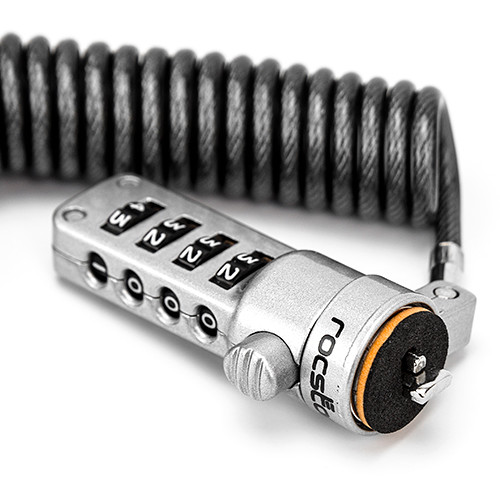 ROCBOLT portable security cable with combination lock and self-coiling steel cable for laptops and tablets — view 5