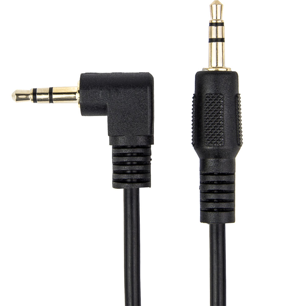SLIM 3.5MM TO RIGHT ANGLE STEREO AUDIO CABLE 3 FT M/M MINI-PHONE MALE STEREO AUD — view 2