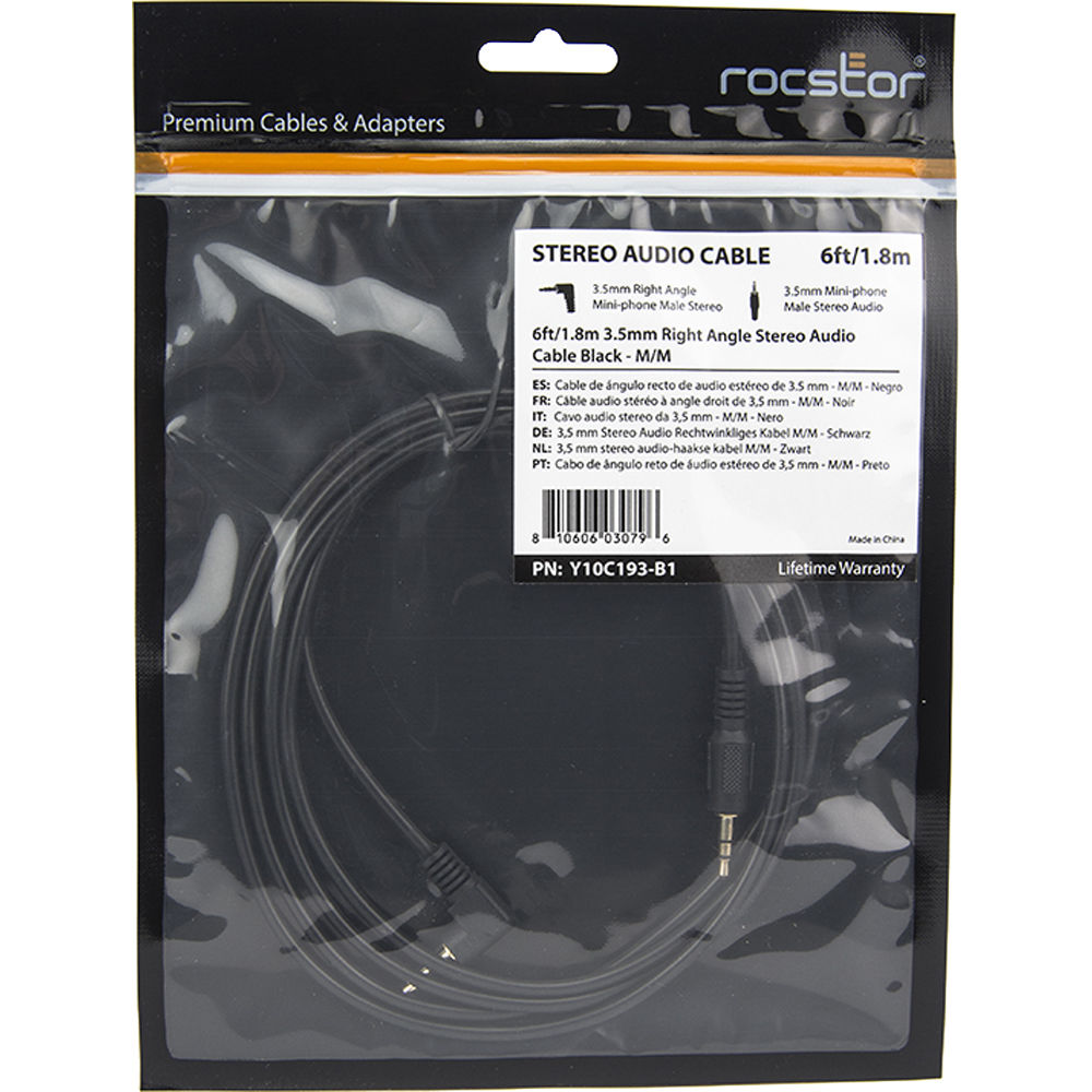 SLIM 3.5MM TO RIGHT ANGLE STEREO AUDIO CABLE 6 FT M/M MINI-PHONE MALE STEREO AUD — view 4