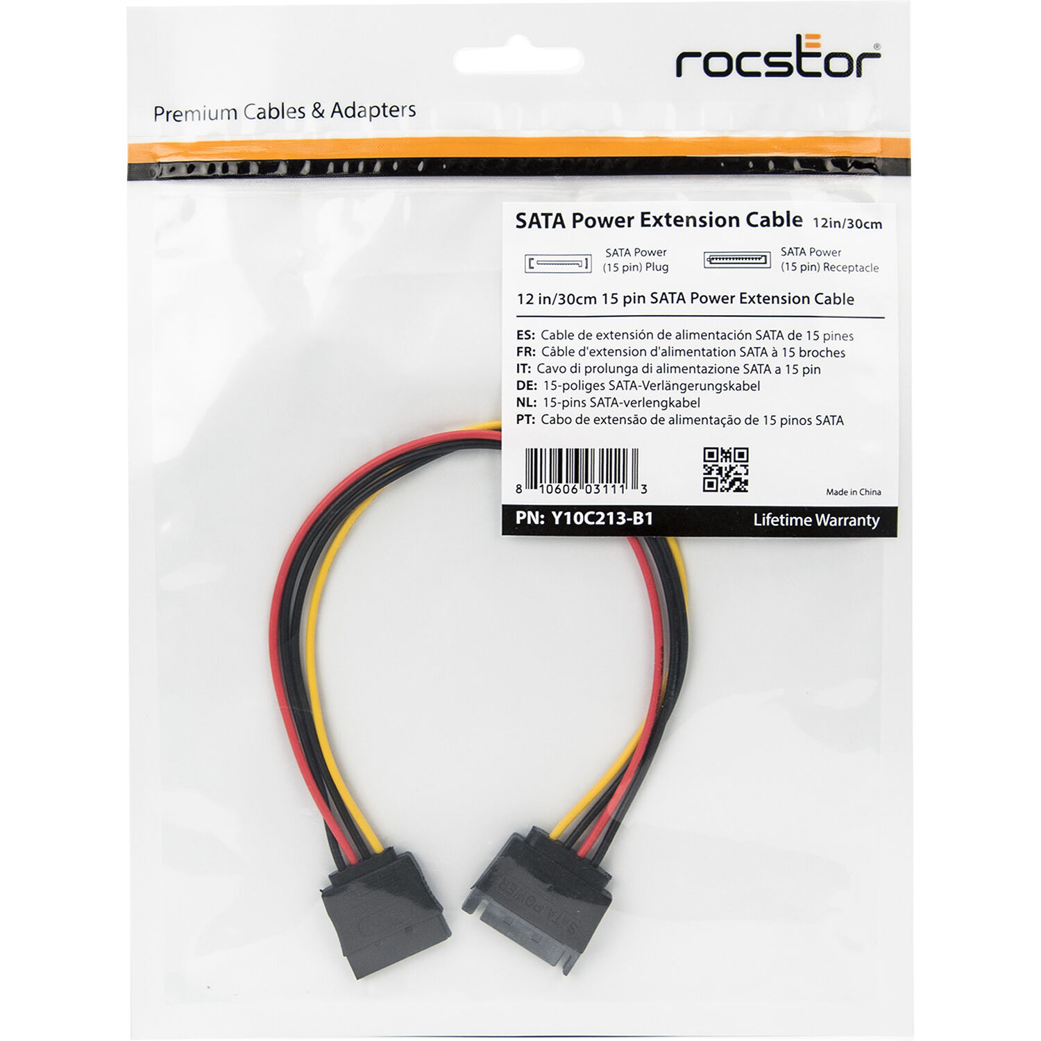 PREMIUM 12IN 15 PIN SATA POWER EXTENSION CABLE - 12IN / 12 IN (1 FT / 1FT) - SAT — view 8