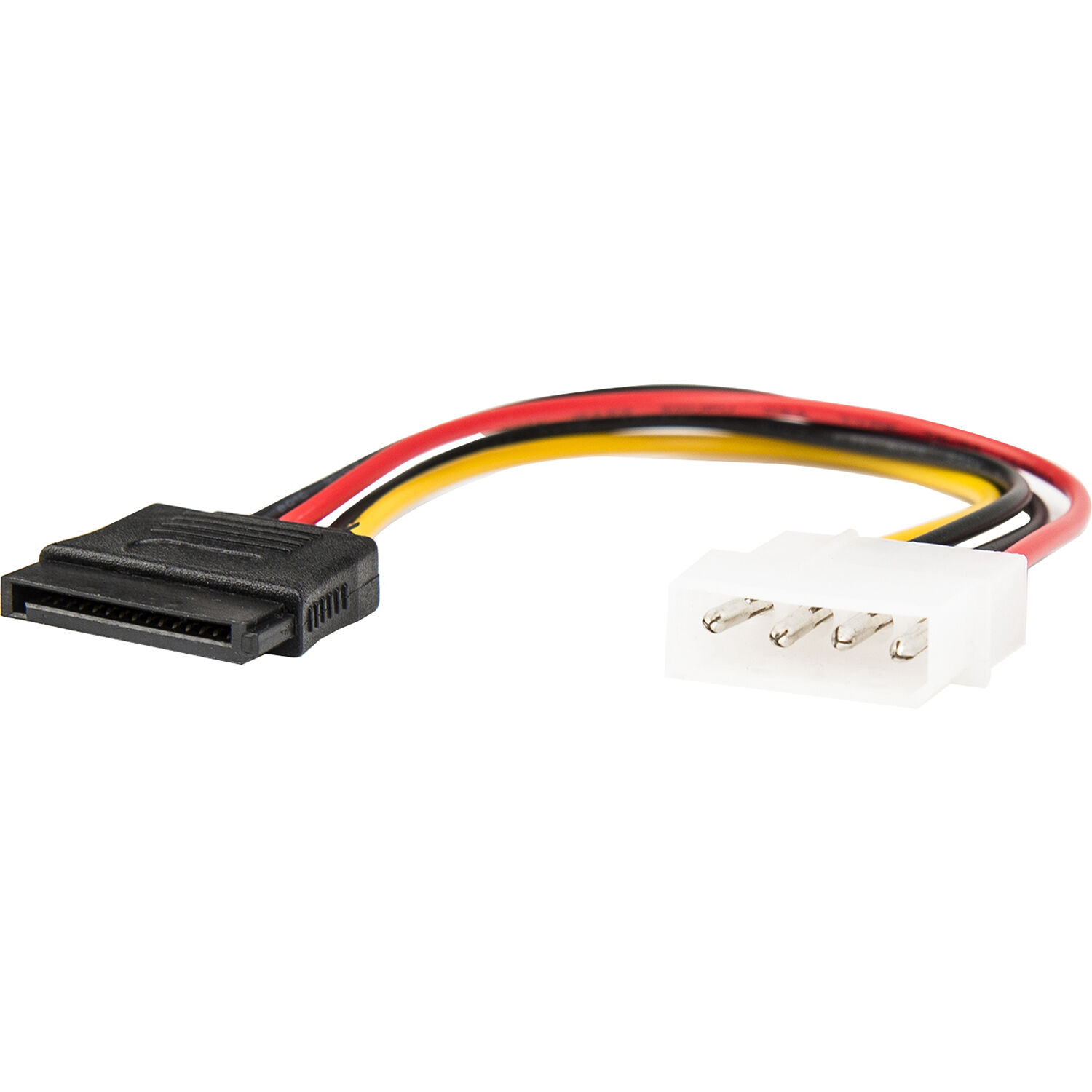 6 inch 4 pin Molex to left angle SATA power cable adapter for SATA drive power — view 2