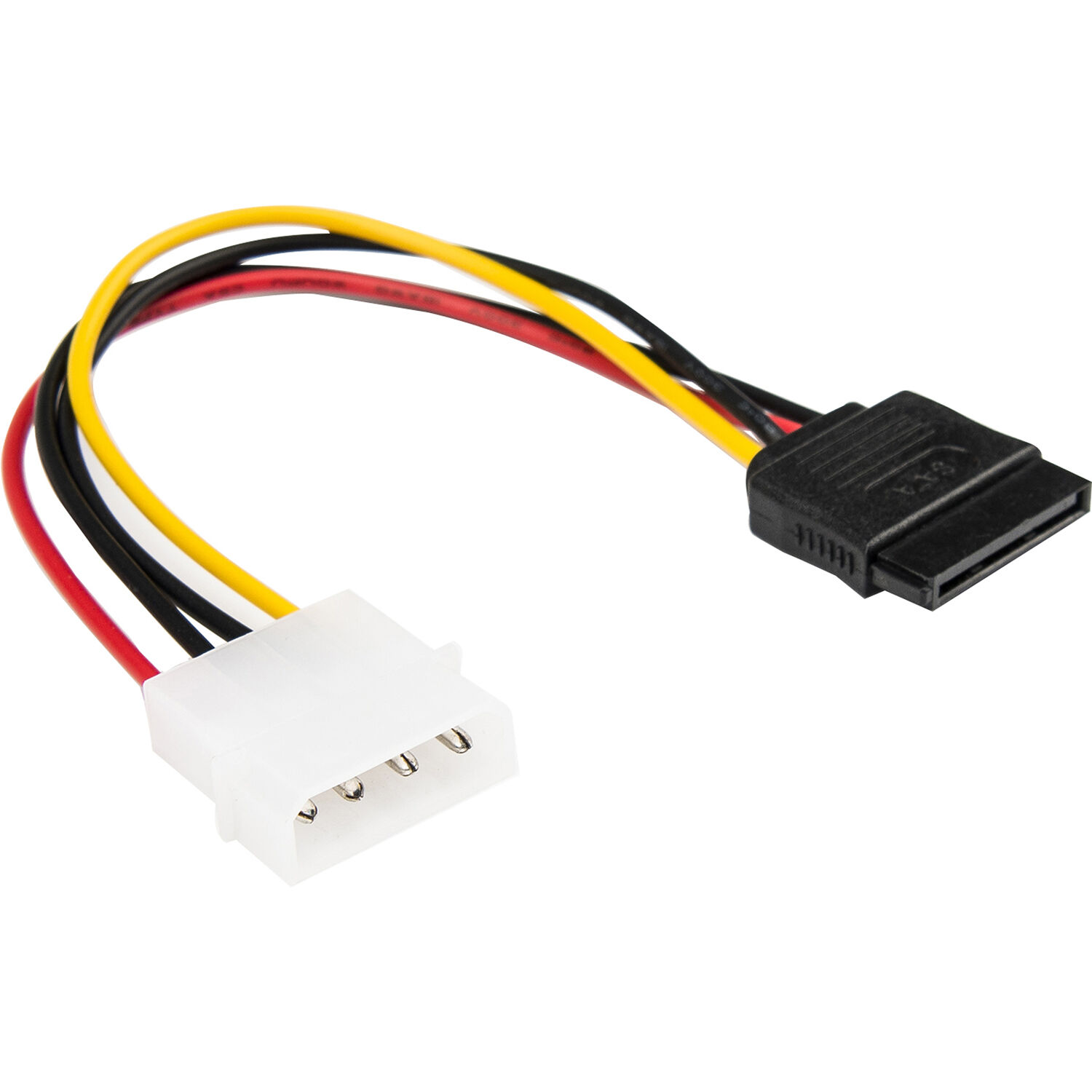 6 inch 4 pin Molex to left angle SATA power cable adapter for SATA drive power — view 5