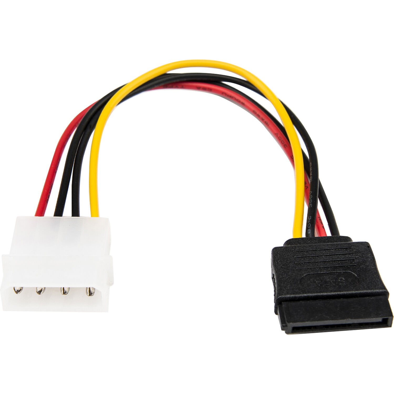 6 inch 4 pin Molex to left angle SATA power cable adapter for SATA drive power — view 6