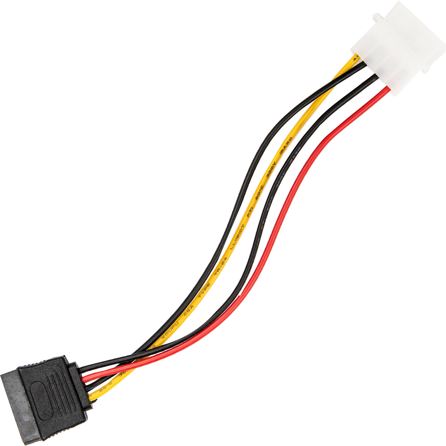 6 inch 4 pin Molex to left angle SATA power cable adapter for SATA drive power — view 7