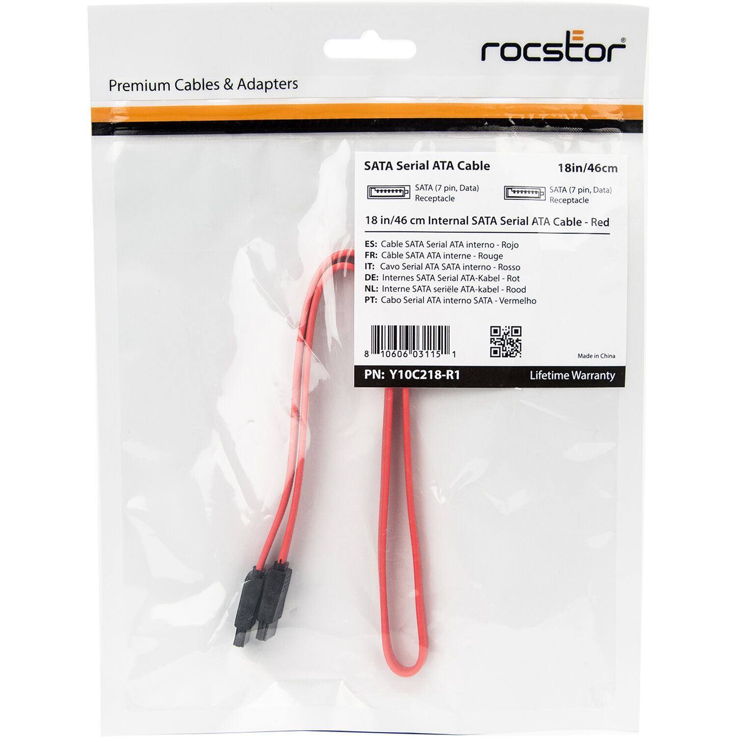 PREMIUM 18IN SATA SERIAL ATA CABLE - SATA 6 GBIT/S - 18 IN / 1.50FT - FOR SERVER — view 7