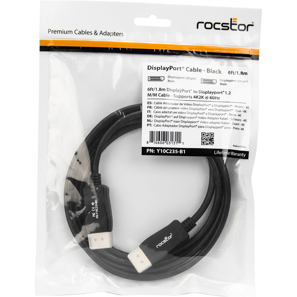 6 ft DisplayPort 1.2 male-to-male cable for 4K x 2K video connections — view 6