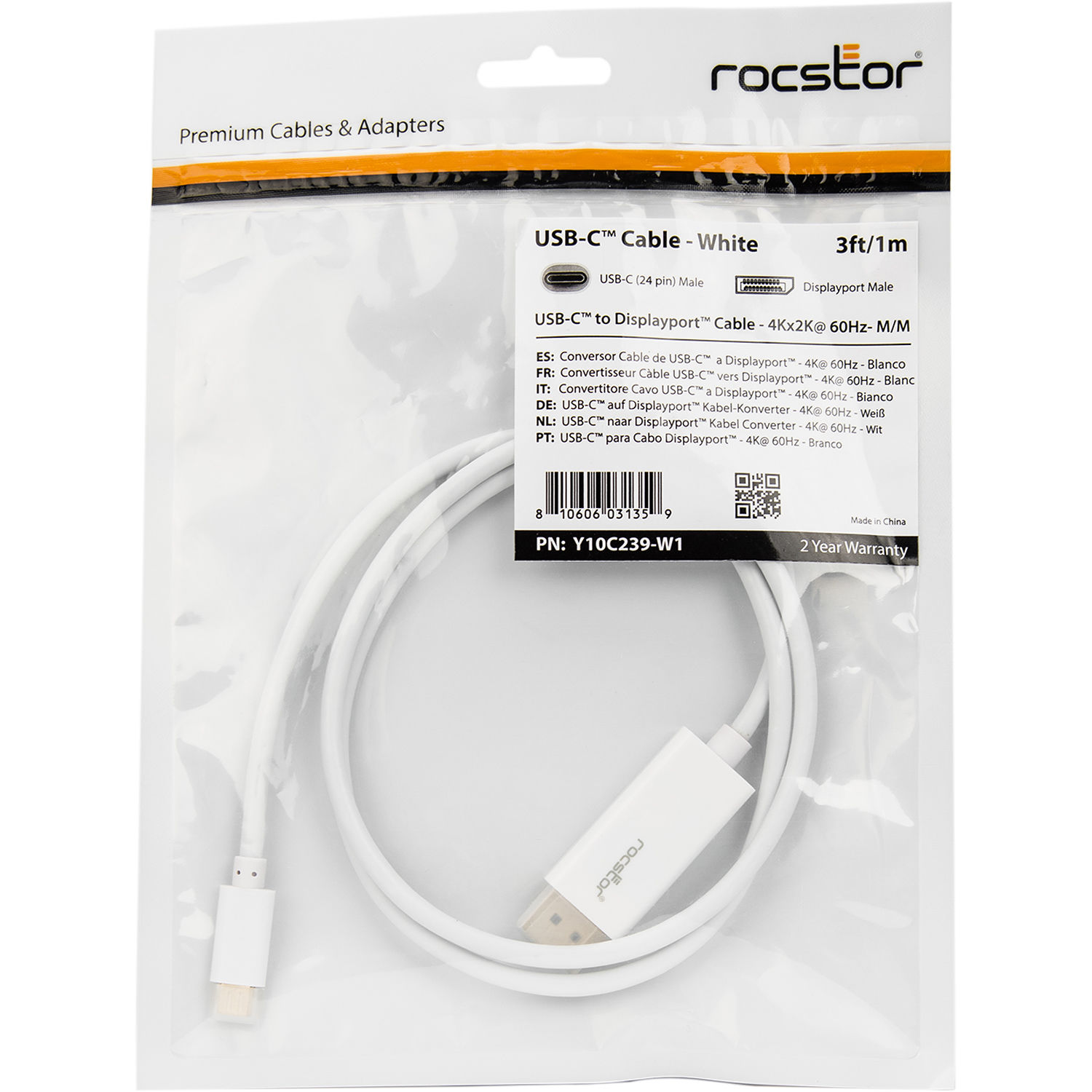 PREMIUM USB TYPE-C TO DISPLAYPORT CABLE - 4K 60HZ - 3FT - FOR A/V DEVICE, PROJEC — view 6