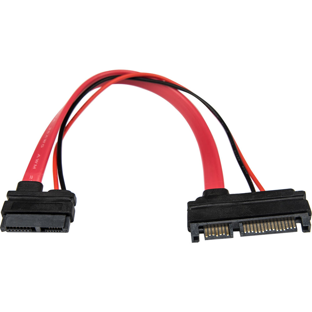6 inch slimline SATA to SATA adapter with power, female to male, for optical drive connections — view 3