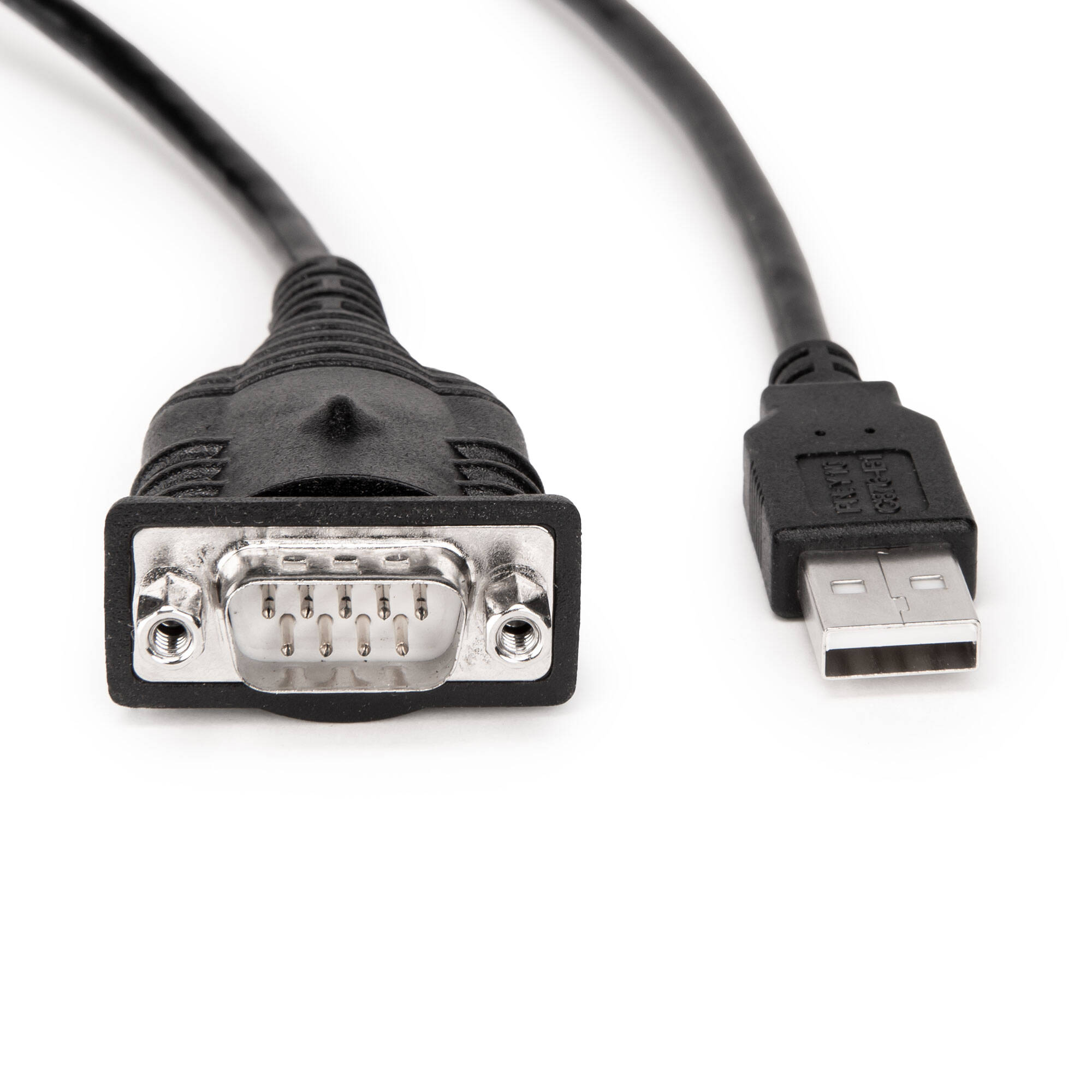 Rocstor 3 ft USB 2.0 Type A to DB-9 RS-232 serial cable with screw-lock connectors, black — view 2