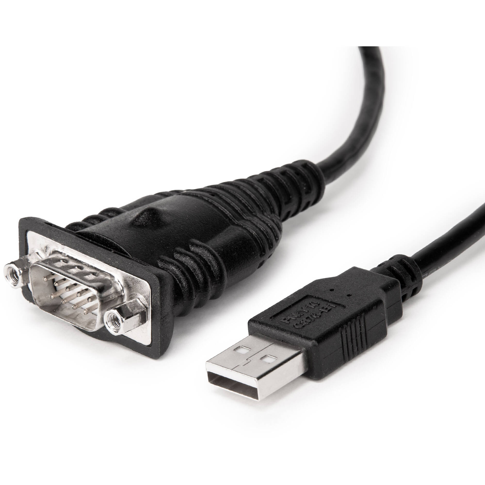 Rocstor 3 ft USB 2.0 Type A to DB-9 RS-232 serial cable with screw-lock connectors, black — view 3
