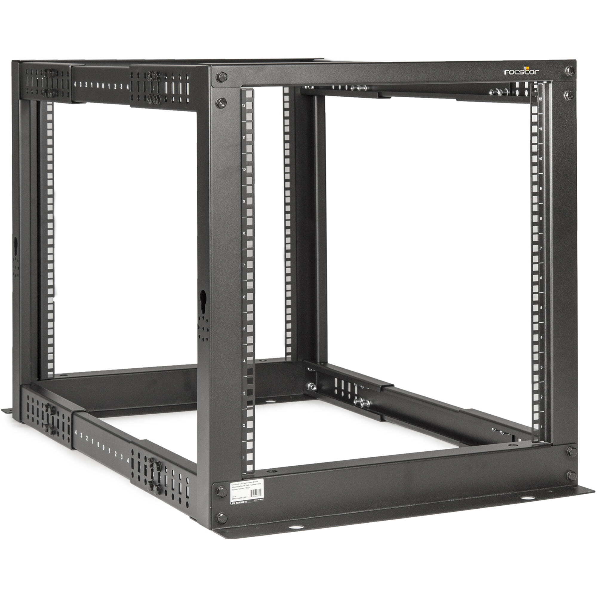 SOLIDRACK 12U ADJUSTABLE DEPTH OPEN FRAME 4 POST RACK W/ CASTERS - ASSEMBLY REQU — view 4