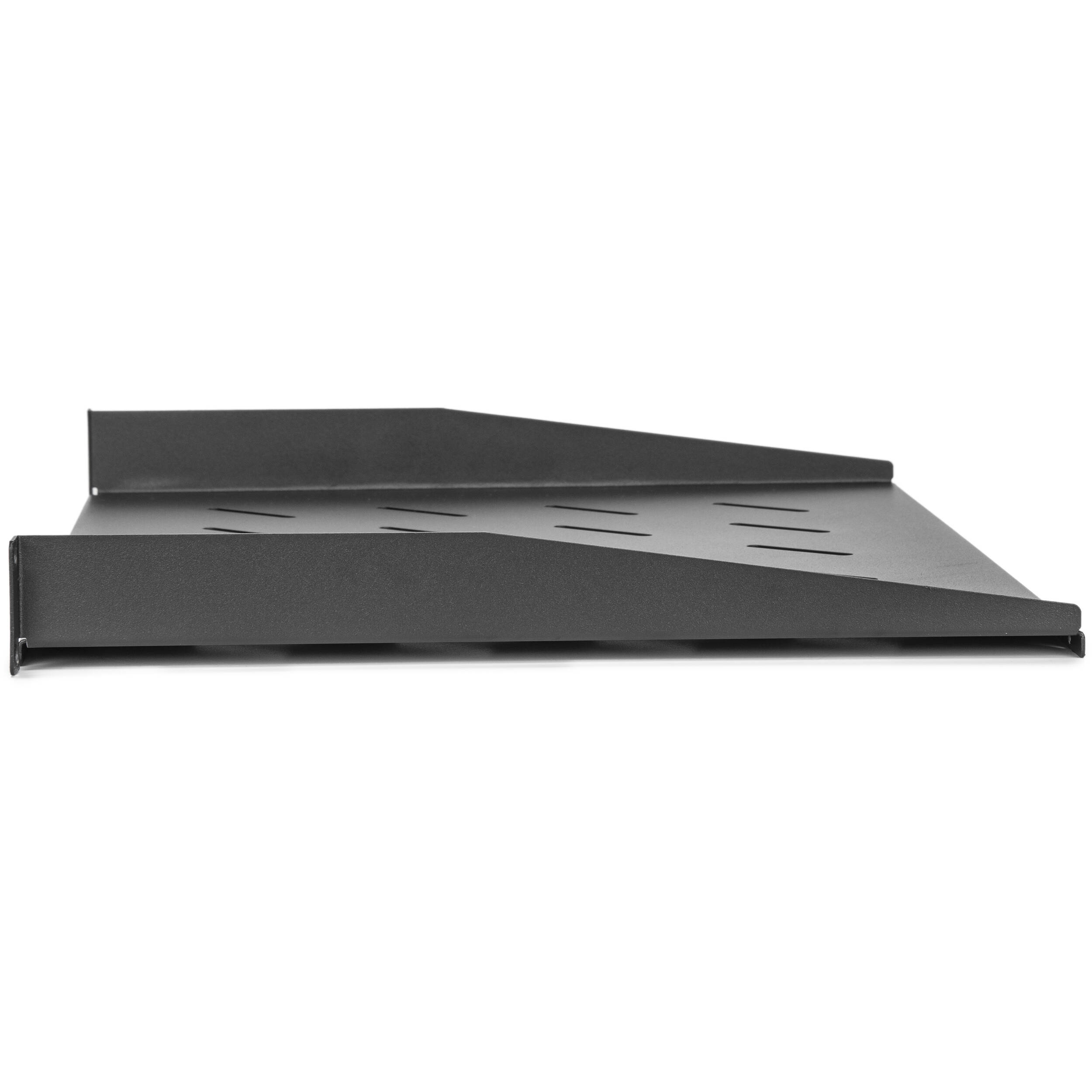 Rocstor 1U universal vented rack mount shelf with 13.78 inch depth for improved cooling — view 2