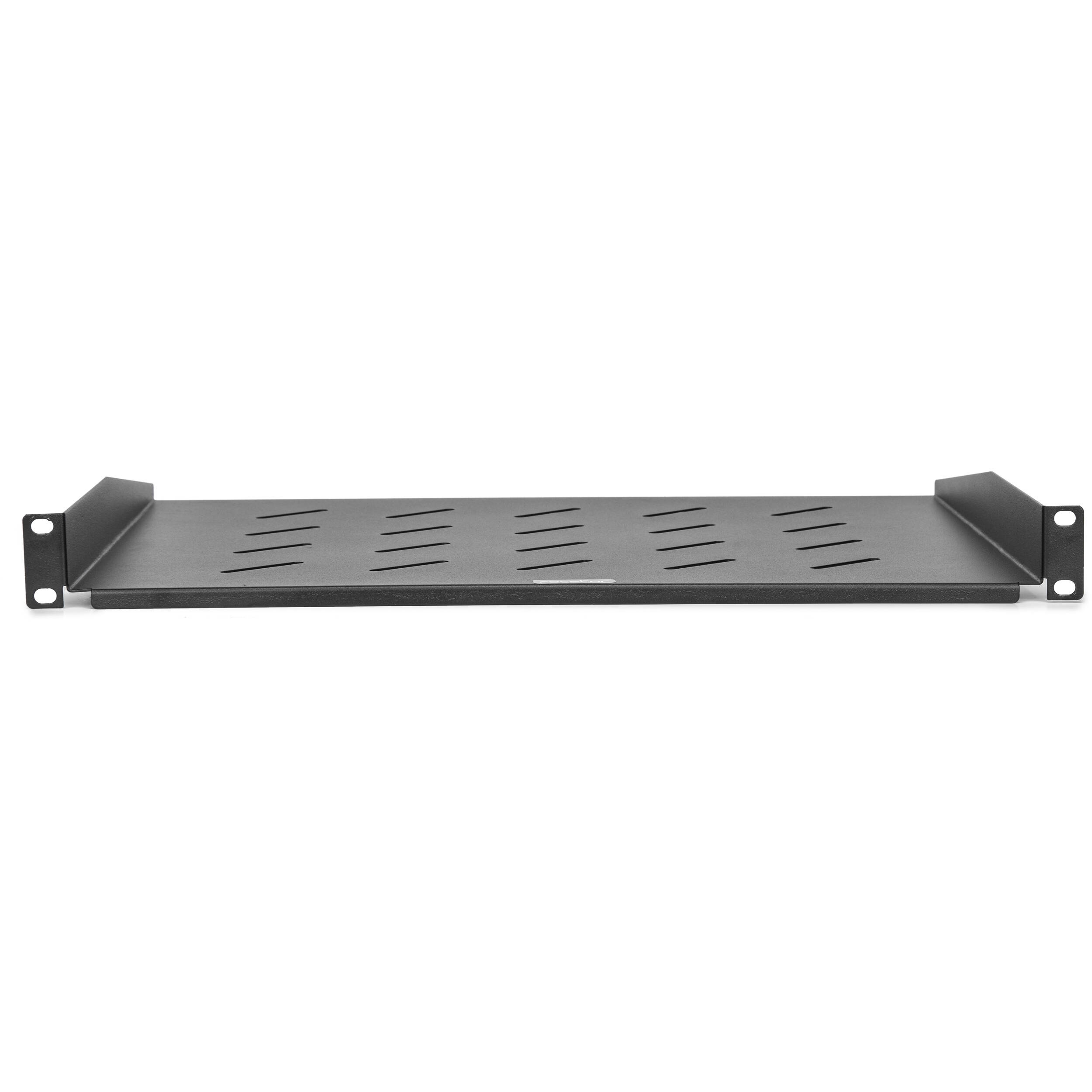 Rocstor 1U universal vented rack mount shelf with 13.78 inch depth for improved cooling — view 3