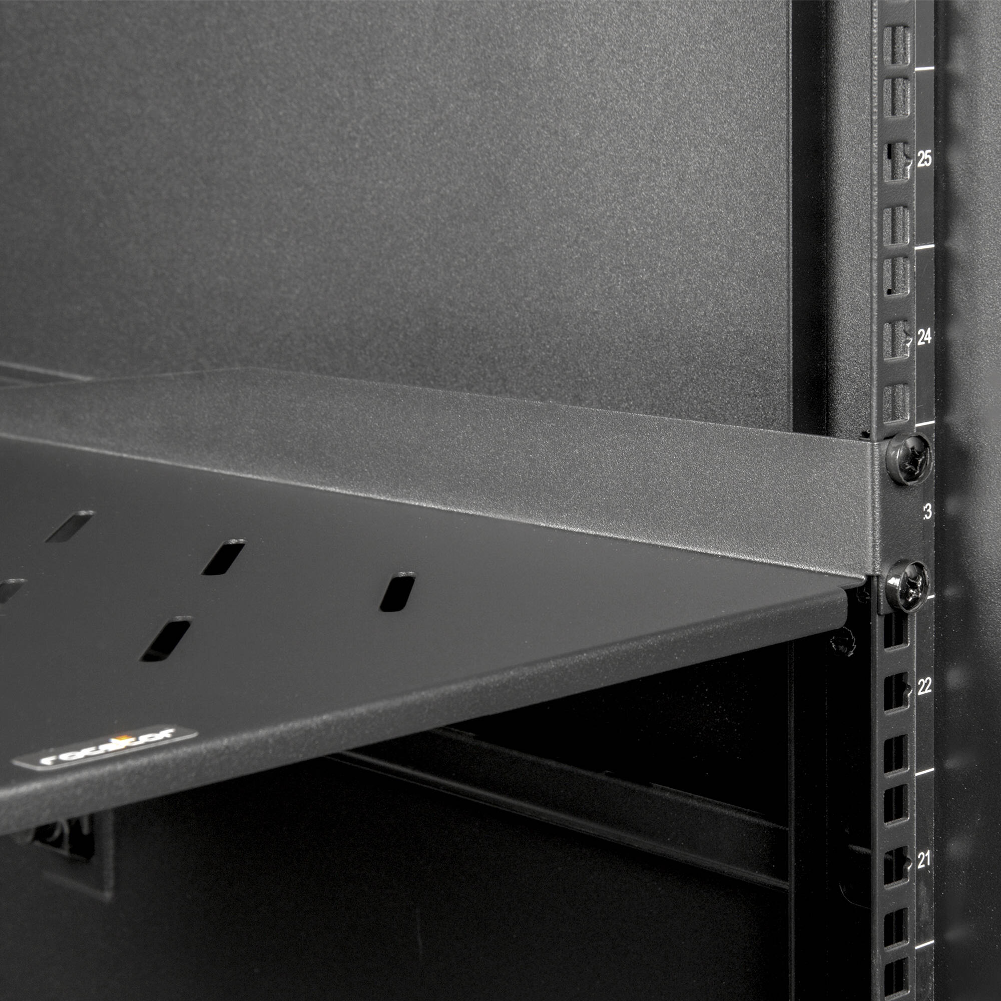 Rocstor 1U universal vented rack mount shelf with 13.78 inch depth for improved cooling — view 5
