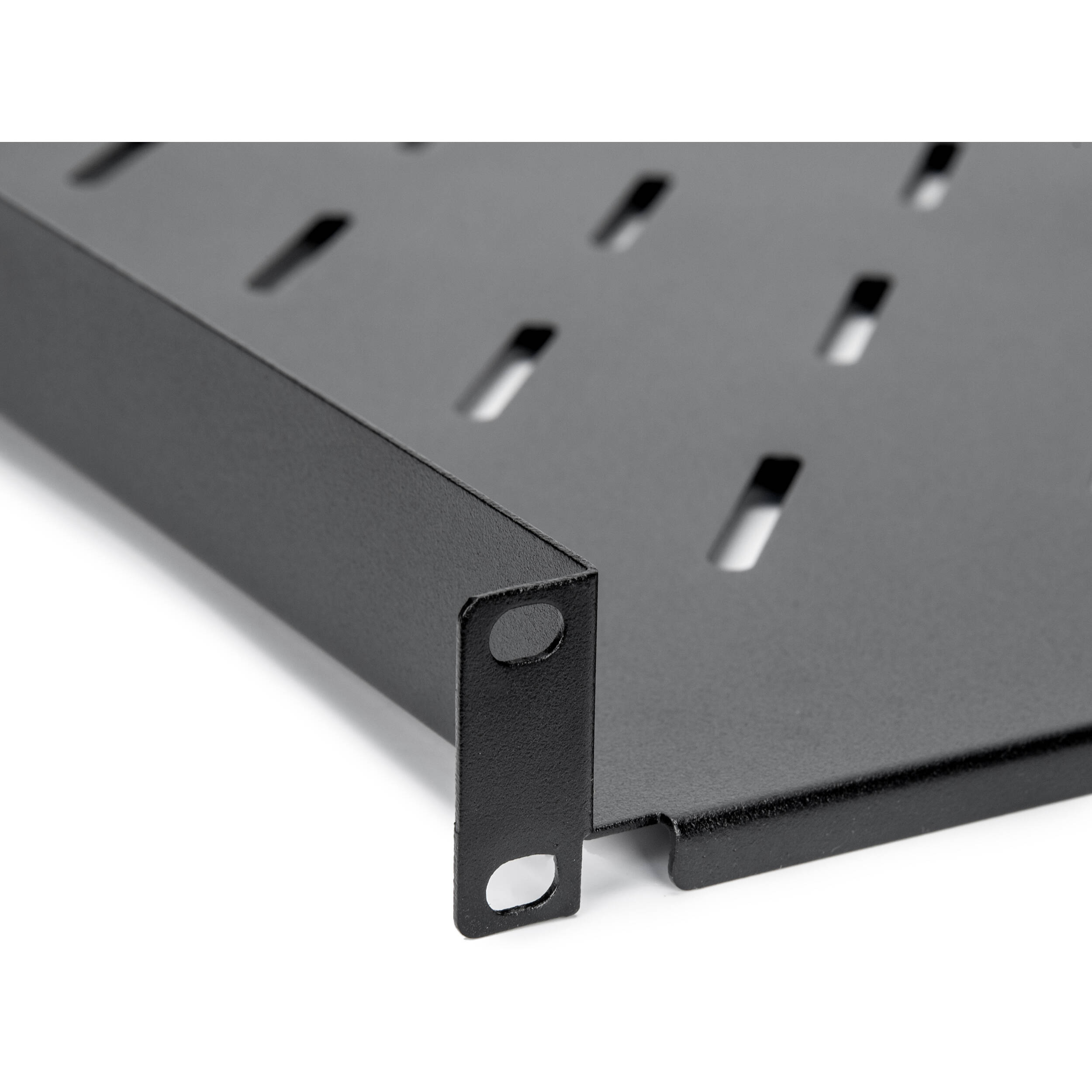 Rocstor 1U universal vented rack mount shelf with 13.78 inch depth for improved cooling — view 8