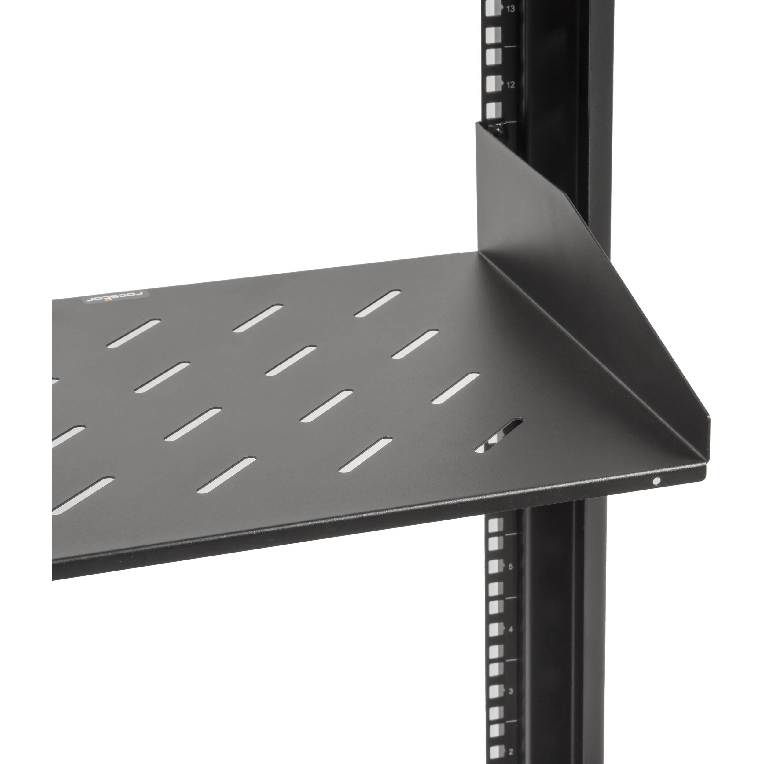 Rocstor 2U universal vented rack mount shelf with black finish and 13.78 inch depth — view 4