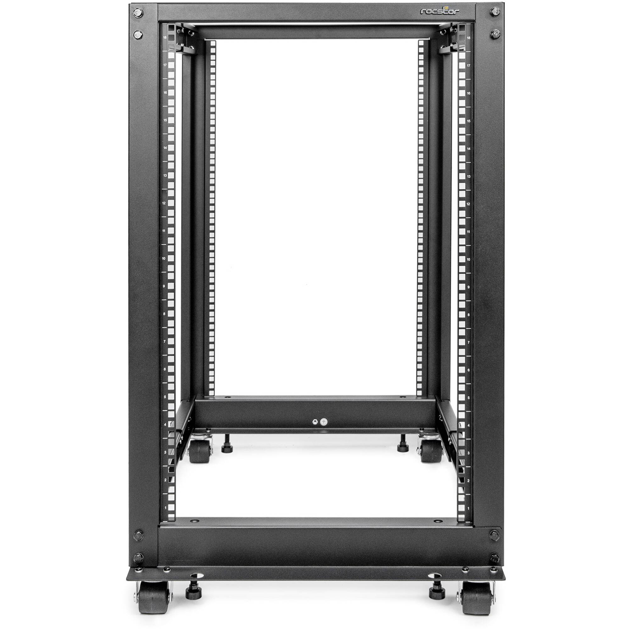 SOLIDRACK 18U ADJUSTABLE DEPTH OPEN FRAME 4 POST RACK W/ CASTERS - 1200 LBS WEIG — view 2