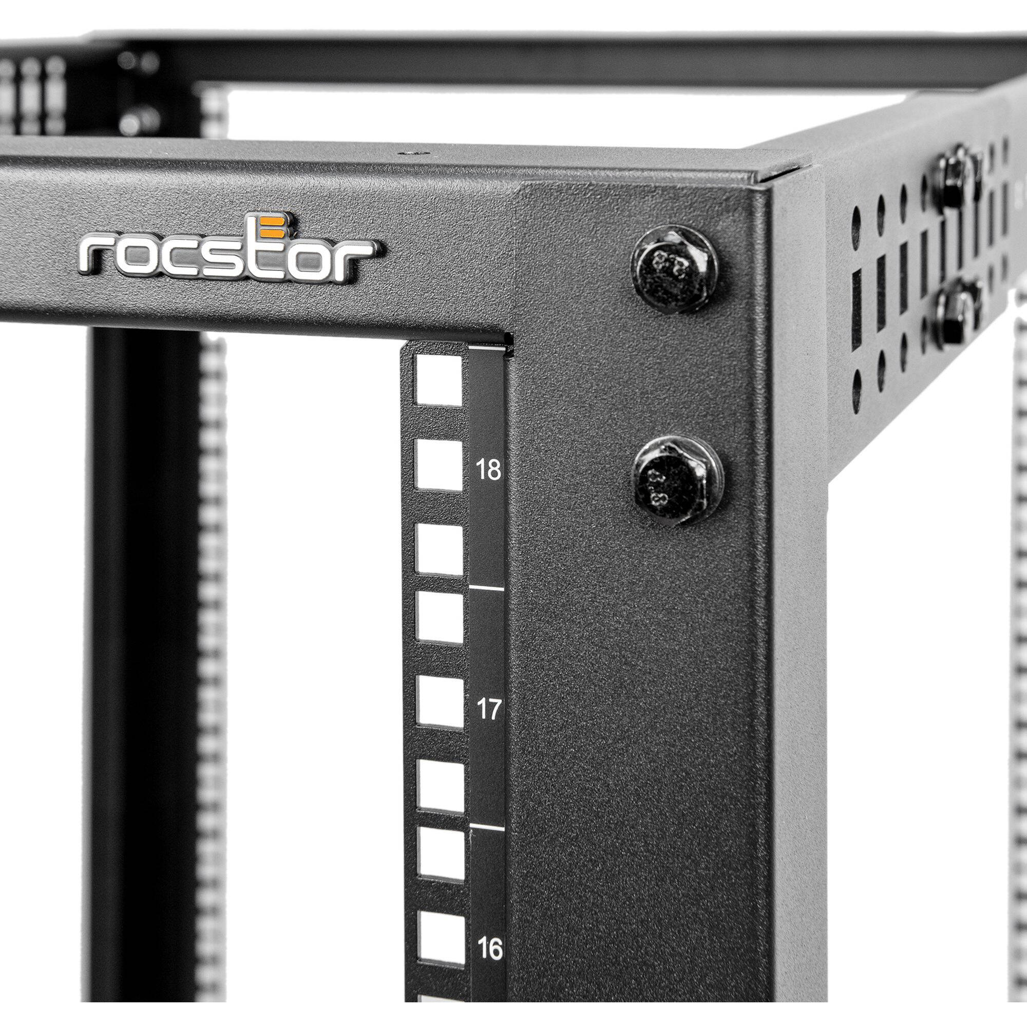 SOLIDRACK 18U ADJUSTABLE DEPTH OPEN FRAME 4 POST RACK W/ CASTERS - 1200 LBS WEIG — view 5