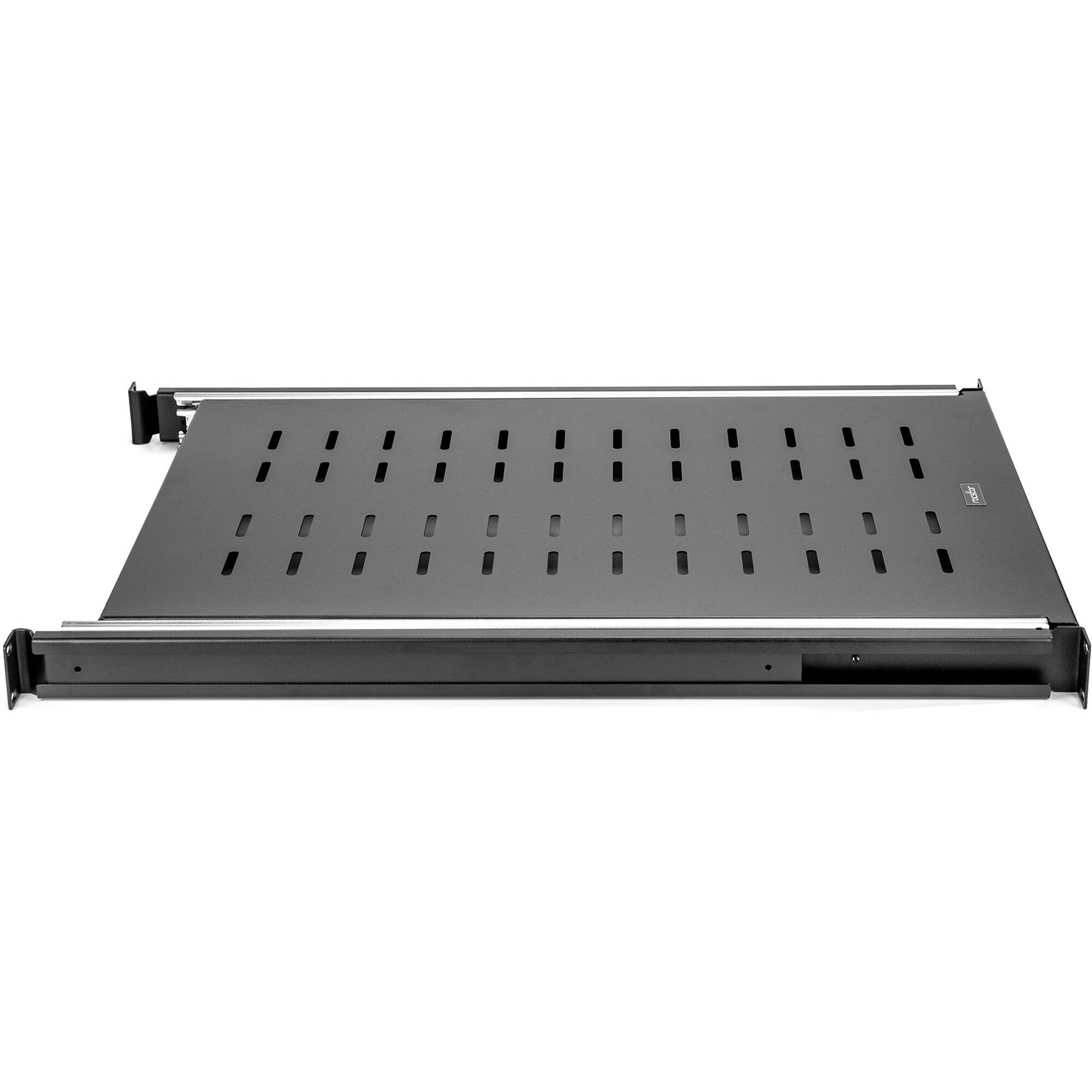 Rocstor 1U adjustable vented sliding steel shelf for 19-inch rack, heavy-duty 132 lb capacity — view 3