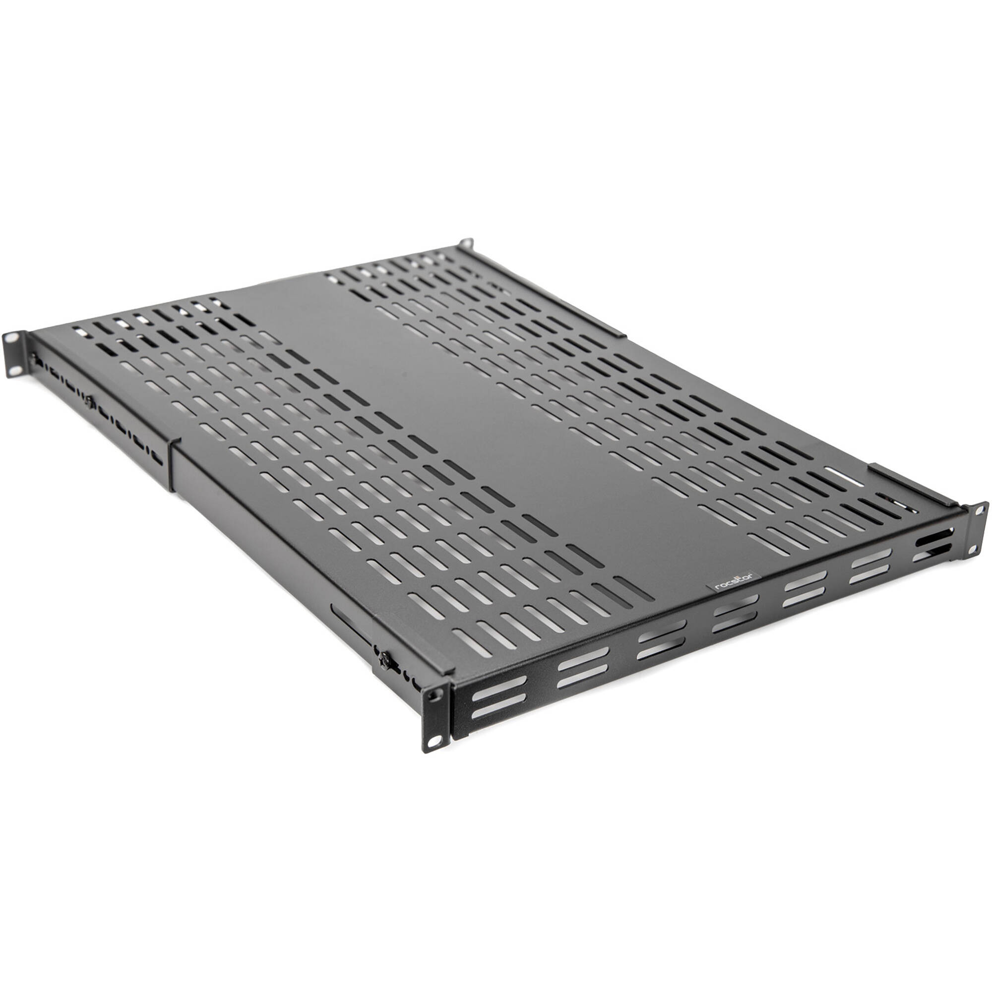 Rocstor Y10E074-B1 1U Vented Steel Shelf 265 lb | Rack Shelf, Adjustable