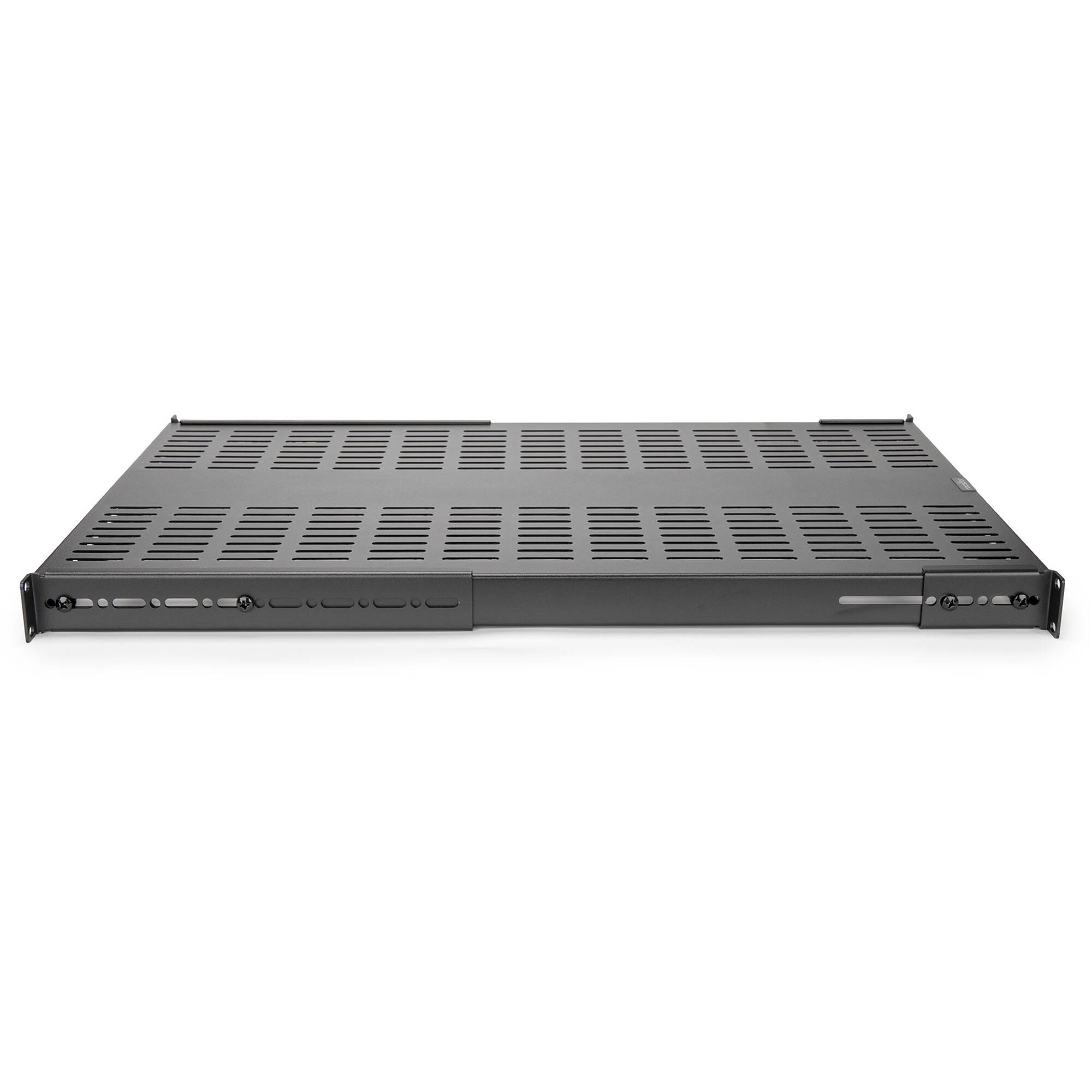 Rocstor 1U adjustable vented steel rack shelf, black, 265 lb capacity — view 3