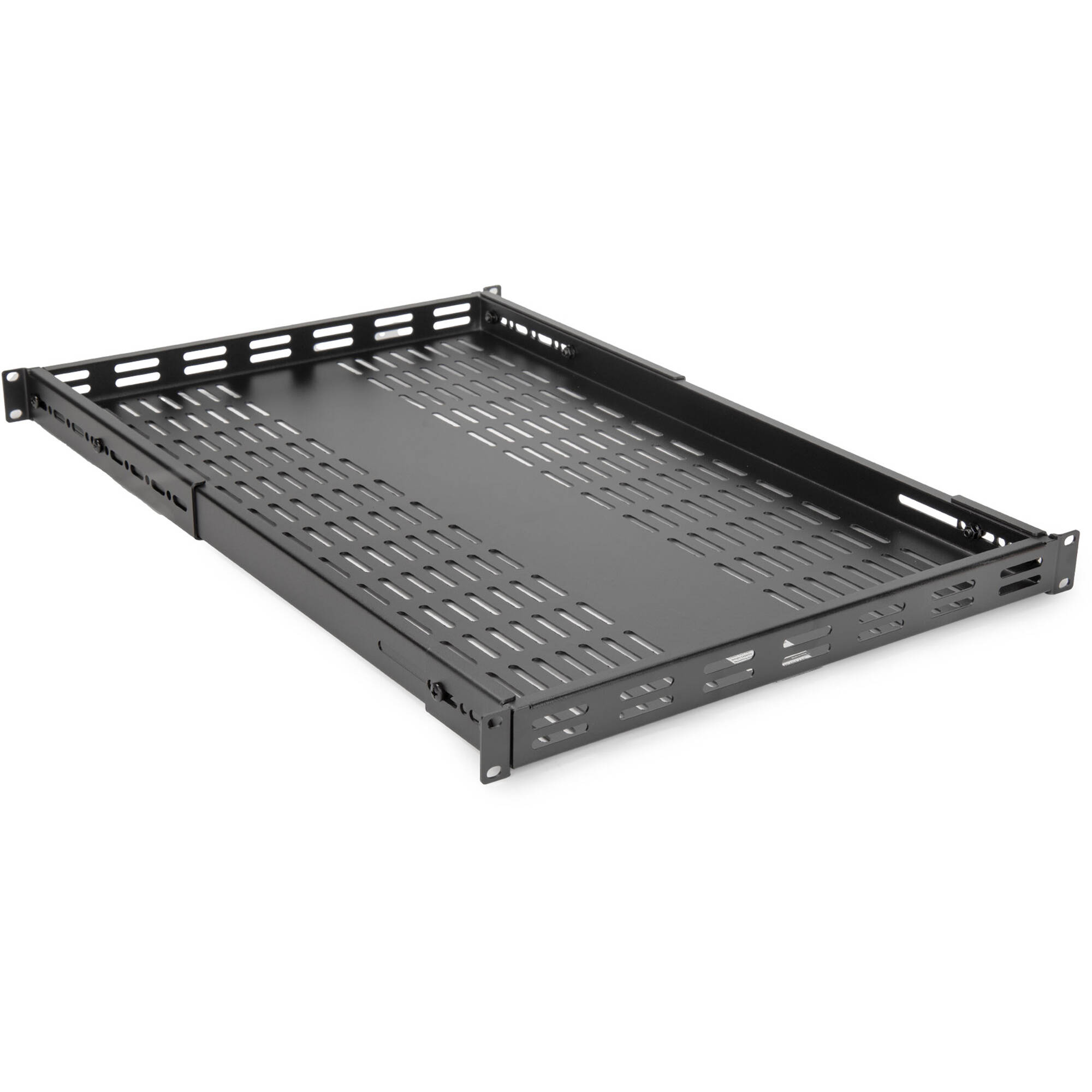 Rocstor 1U adjustable vented steel rack shelf, black, 265 lb capacity — view 4