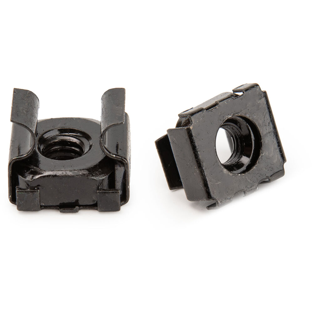 Black M5 rack cage nuts in a 100-pack for cabinet mounting — view 3