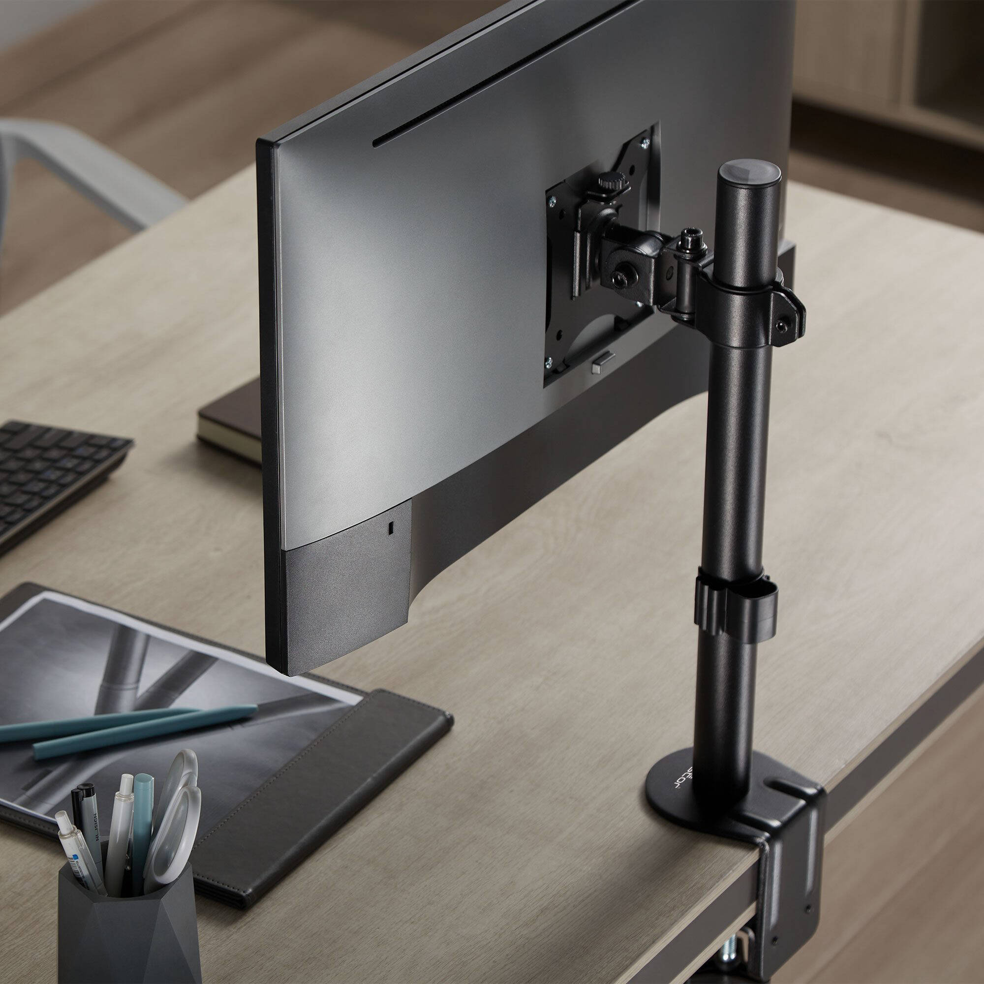 ERGOREACH EP3 single monitor pole mount with C-clamp and grommet installation for displays up to 34 inches — view 9