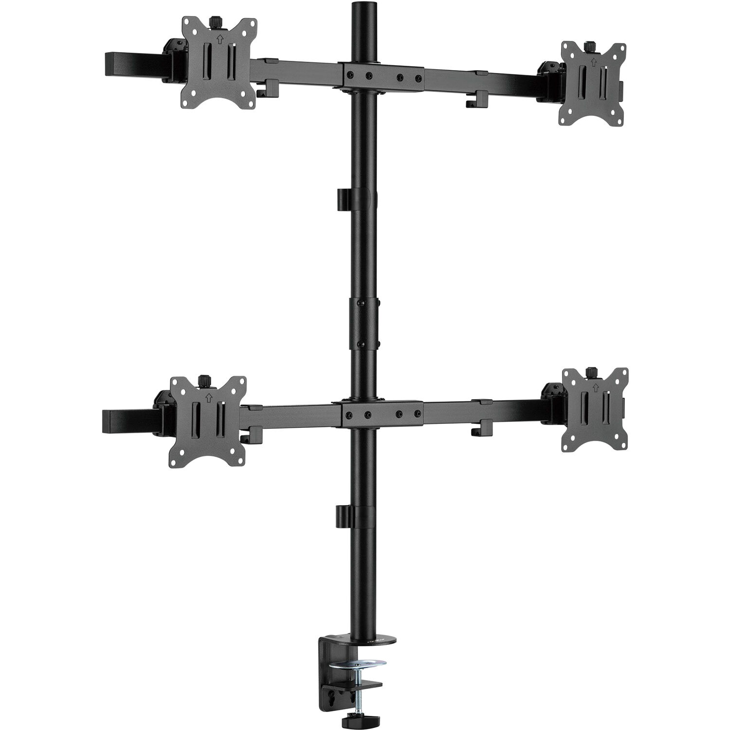 Rocstor ERGOREACH EP5 premium quad-screen monitor mount with C-clamp and grommet support — view 3
